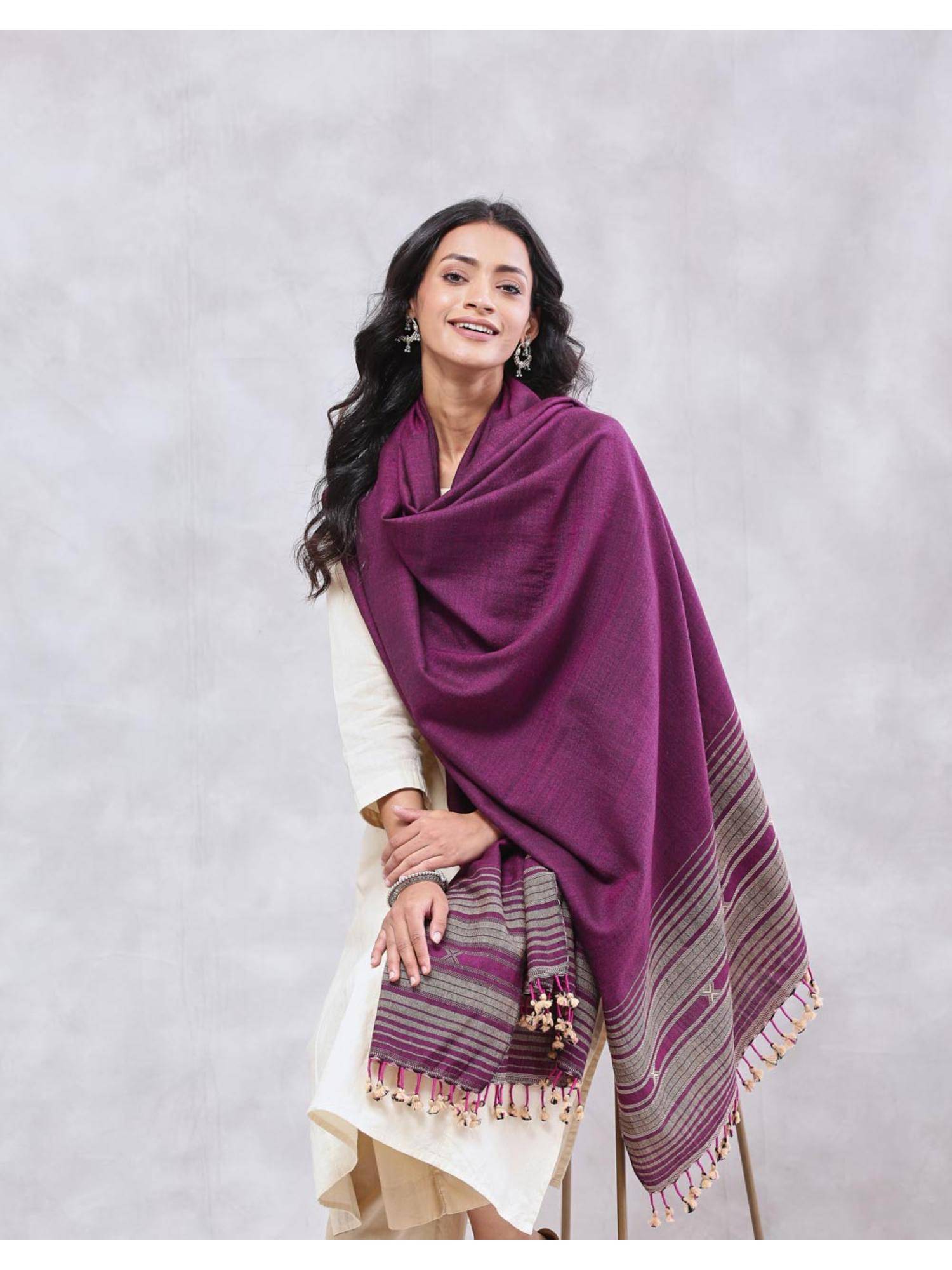 Fabindia Purple Wool Shawl
