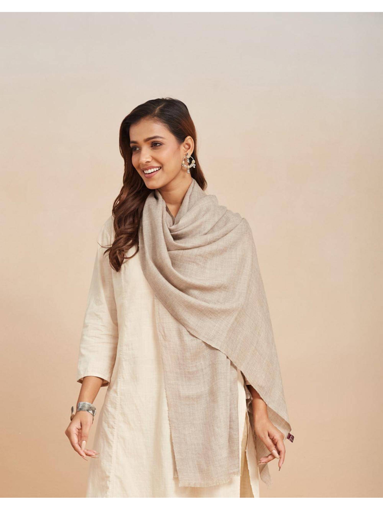 Fabindia Beige Pashmina Stole