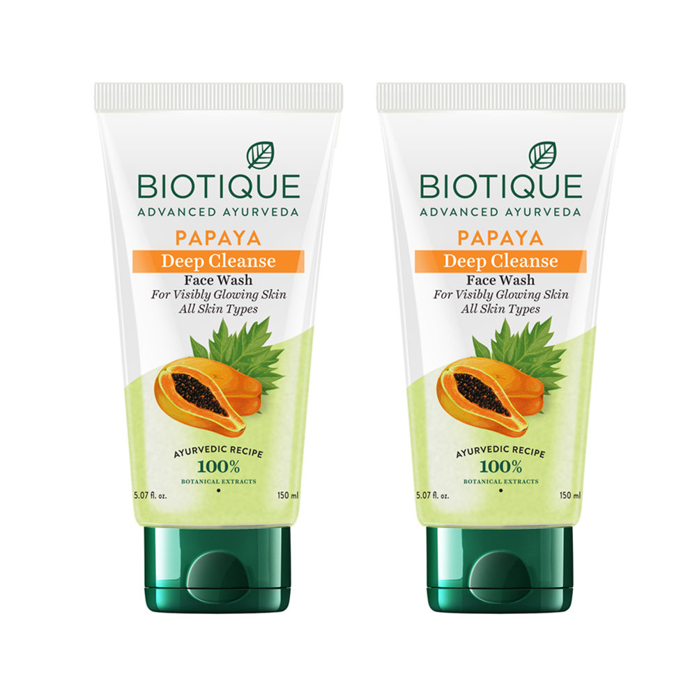 Biotique Bio Papaya Visibly Glowing Skin Face Wash for All Skin Types (Pack of 2)