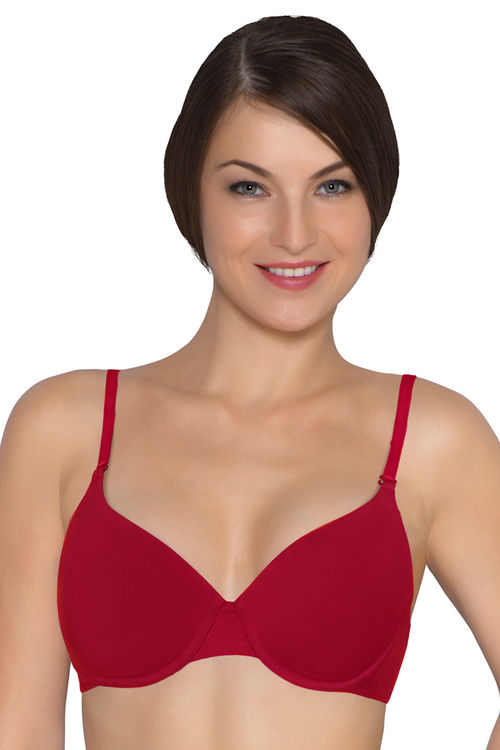 Buy Amante Padded Wired T-Shirt Bra With Detachable Straps - Red