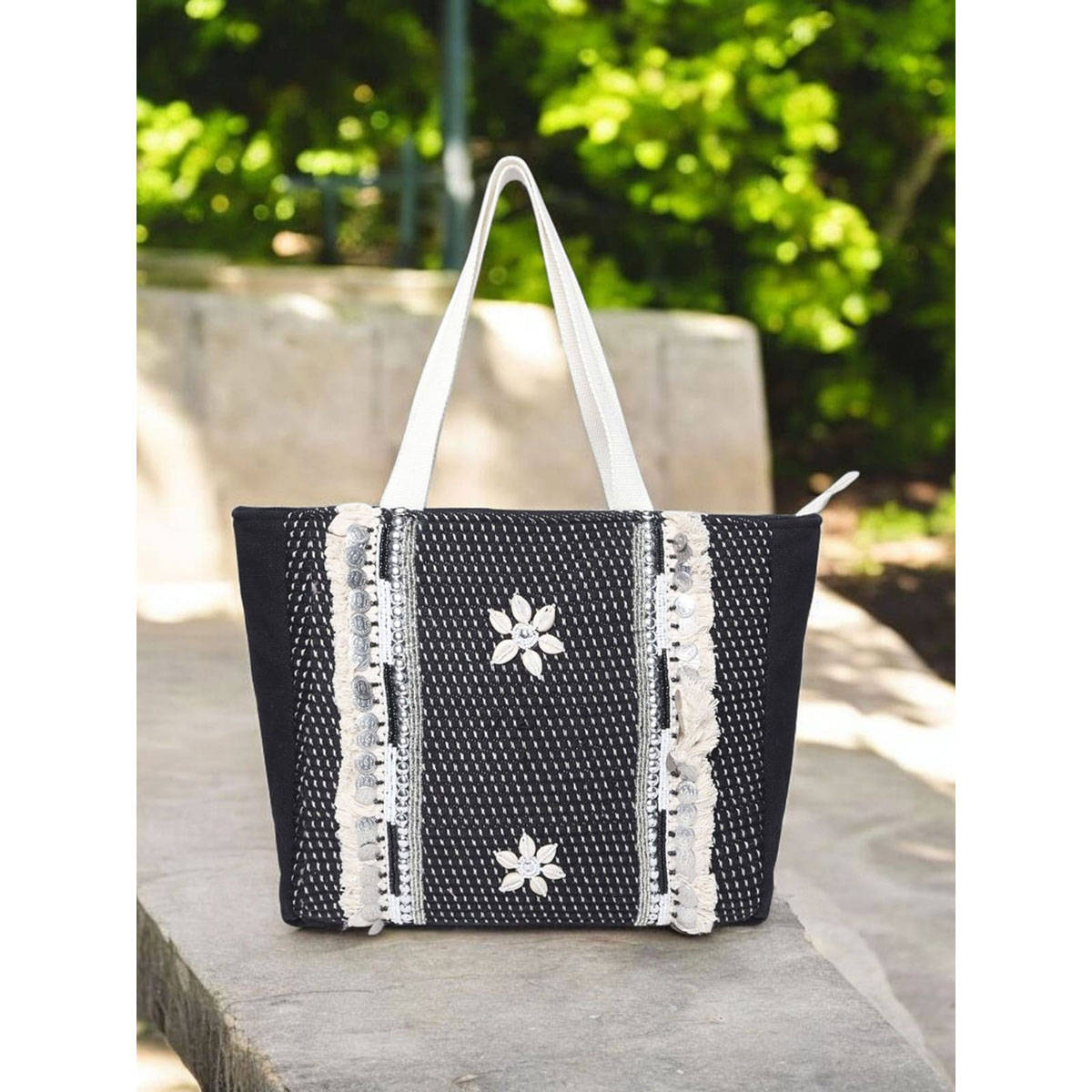 Astrid Women Black Embellished/Sequined Tote Bag