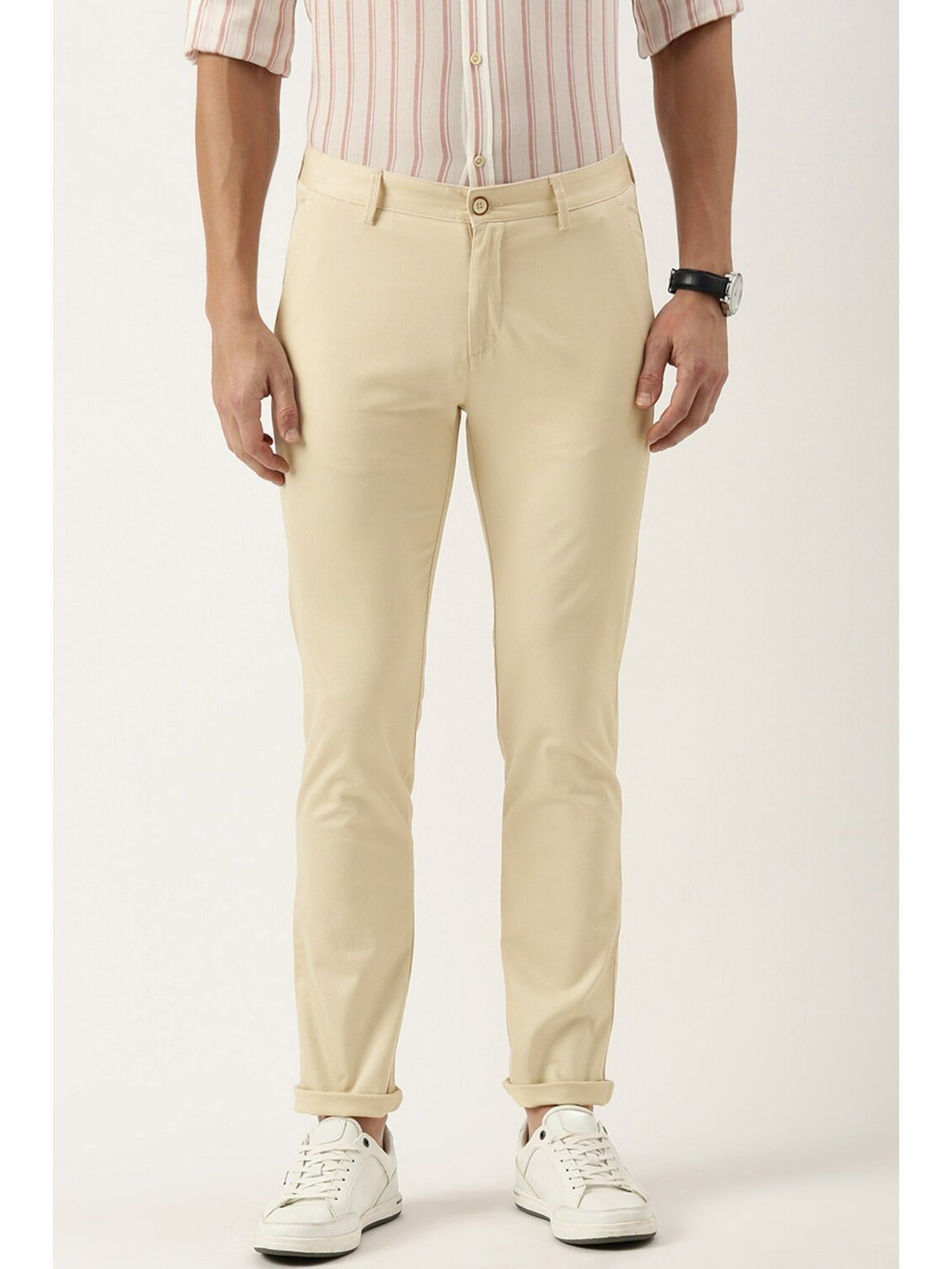 Buy PETER ENGLAND Mens 5 Pocket Extra Slim Fit Solid Chinos | Shoppers Stop