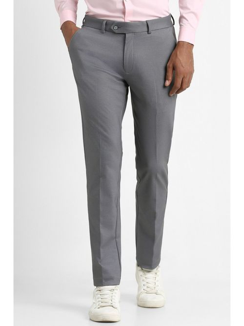 Buy Peter England Men Grey Check Super Slim Fit Formal Trousers Online