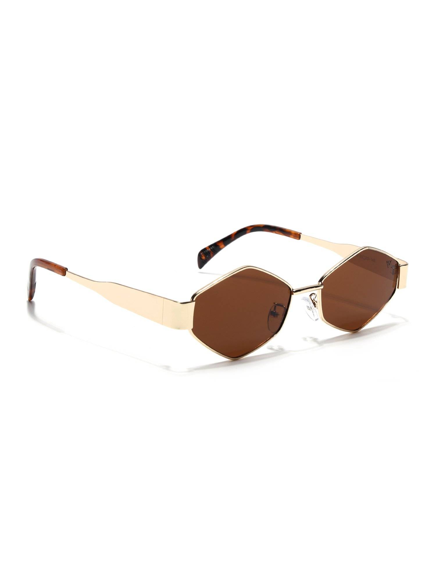Voyage Unisex Irregular Brown Lens Gold Frame Sunglasses - MG7394 (55)
