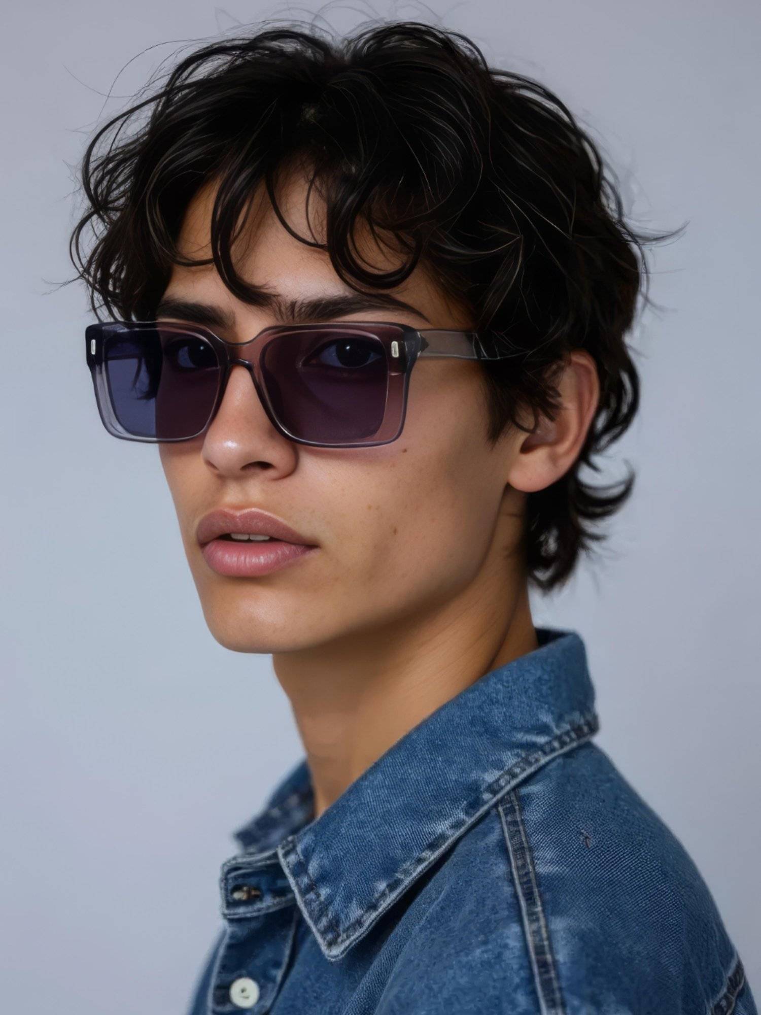 TED SMITH Unisex Square UV Protected Black Lens Sunglasses