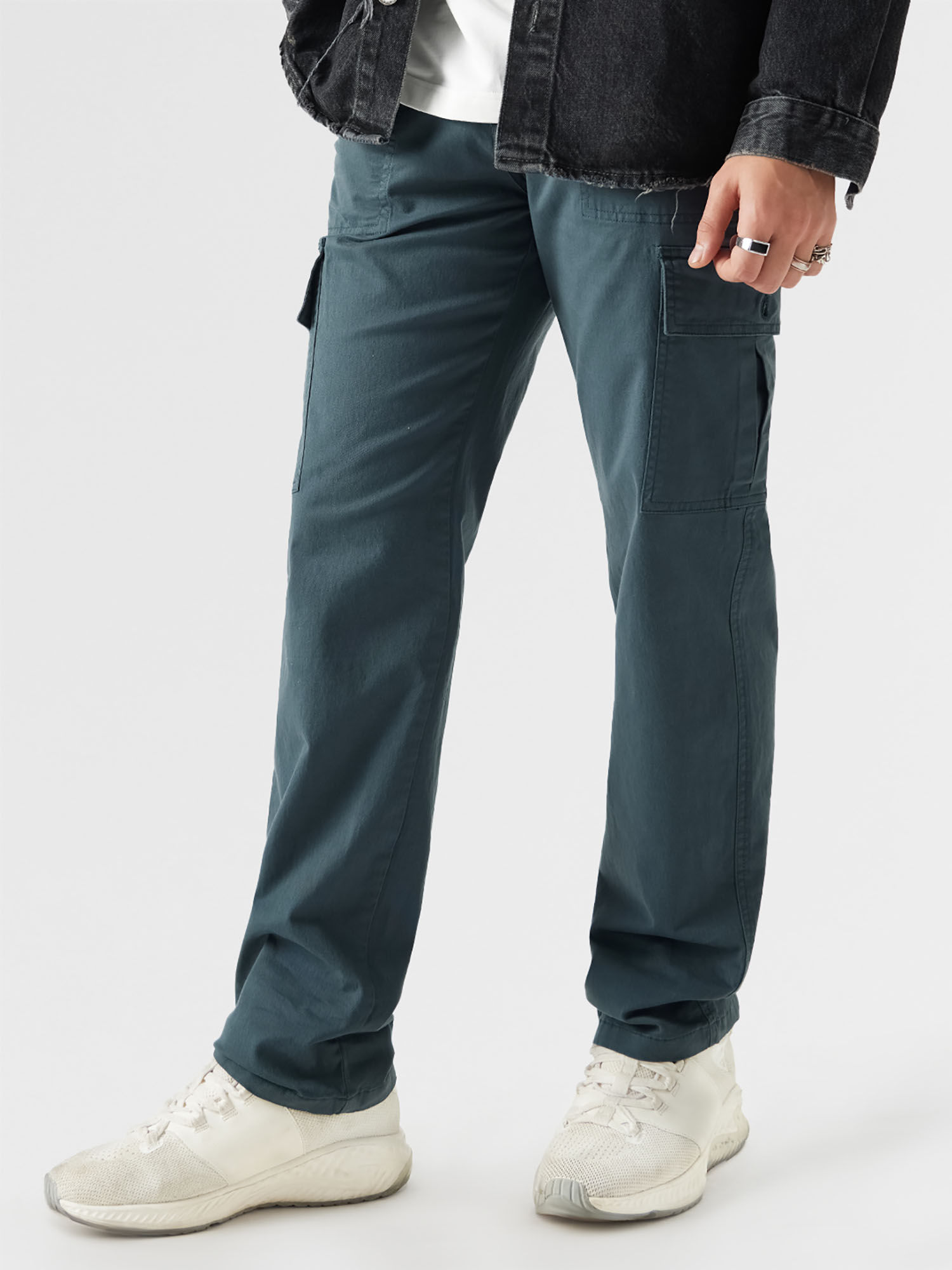 Buy The Souled Store Original Solids Dark Slate Men Cargo Pants Online