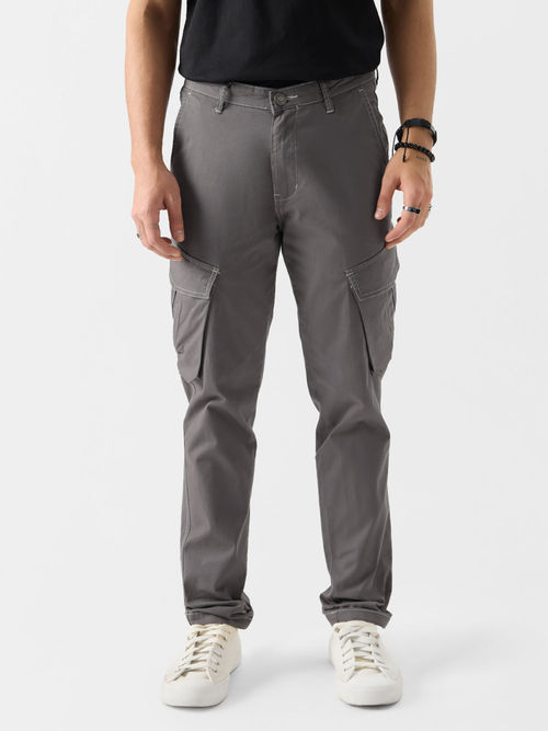 Buy The Souled Store Original Solids: Light Grey Men Cargo Pants