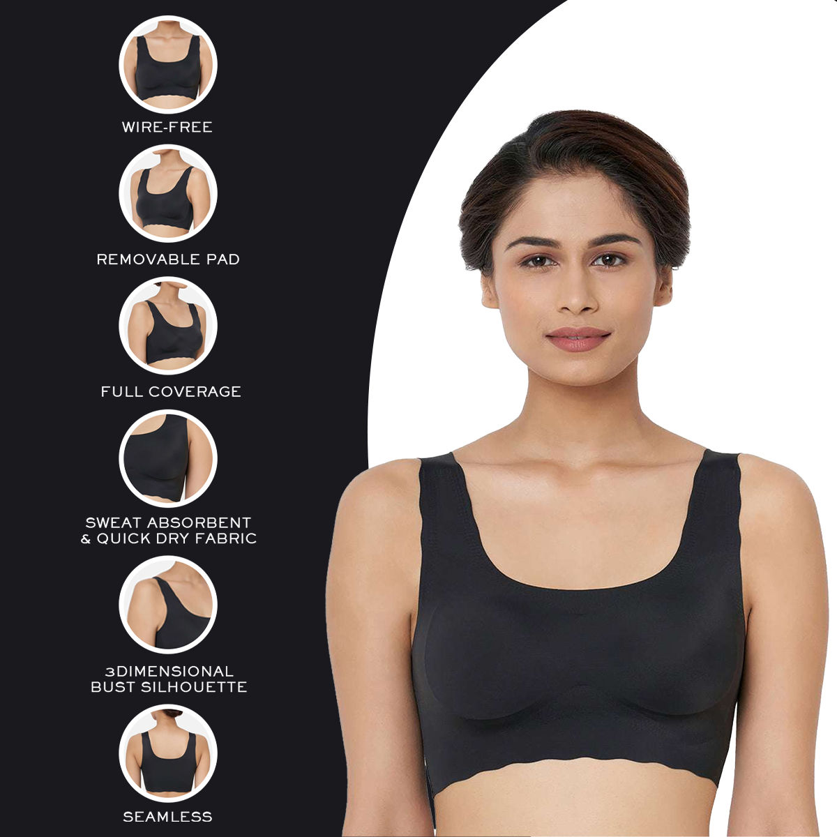 Buy Wacoal Gococi Padded Non Wired Full Coverage Seamless T Shirt Bra Black Online