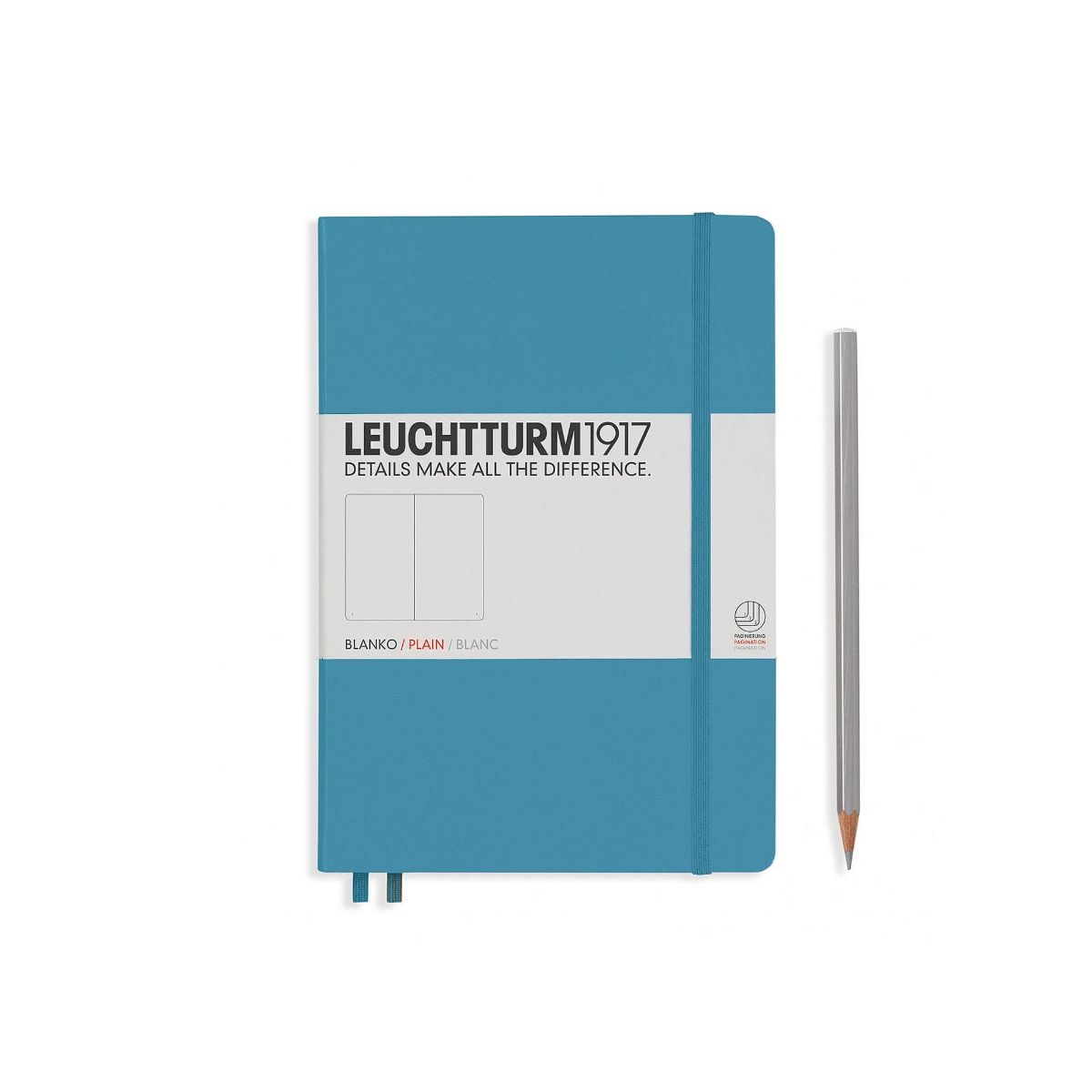 Leuchtturm1917 Medium A5-Size Hard Cover Notebook (Plain) - Nordic Blue