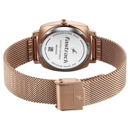 Buy Fastrack Women Stunners X Rose Gold Dial Stainless Steel Strap