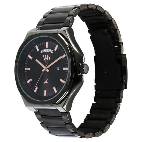 Buy Fastrack Men Vyb Drop Black Dial Metal Strap Analog Watch