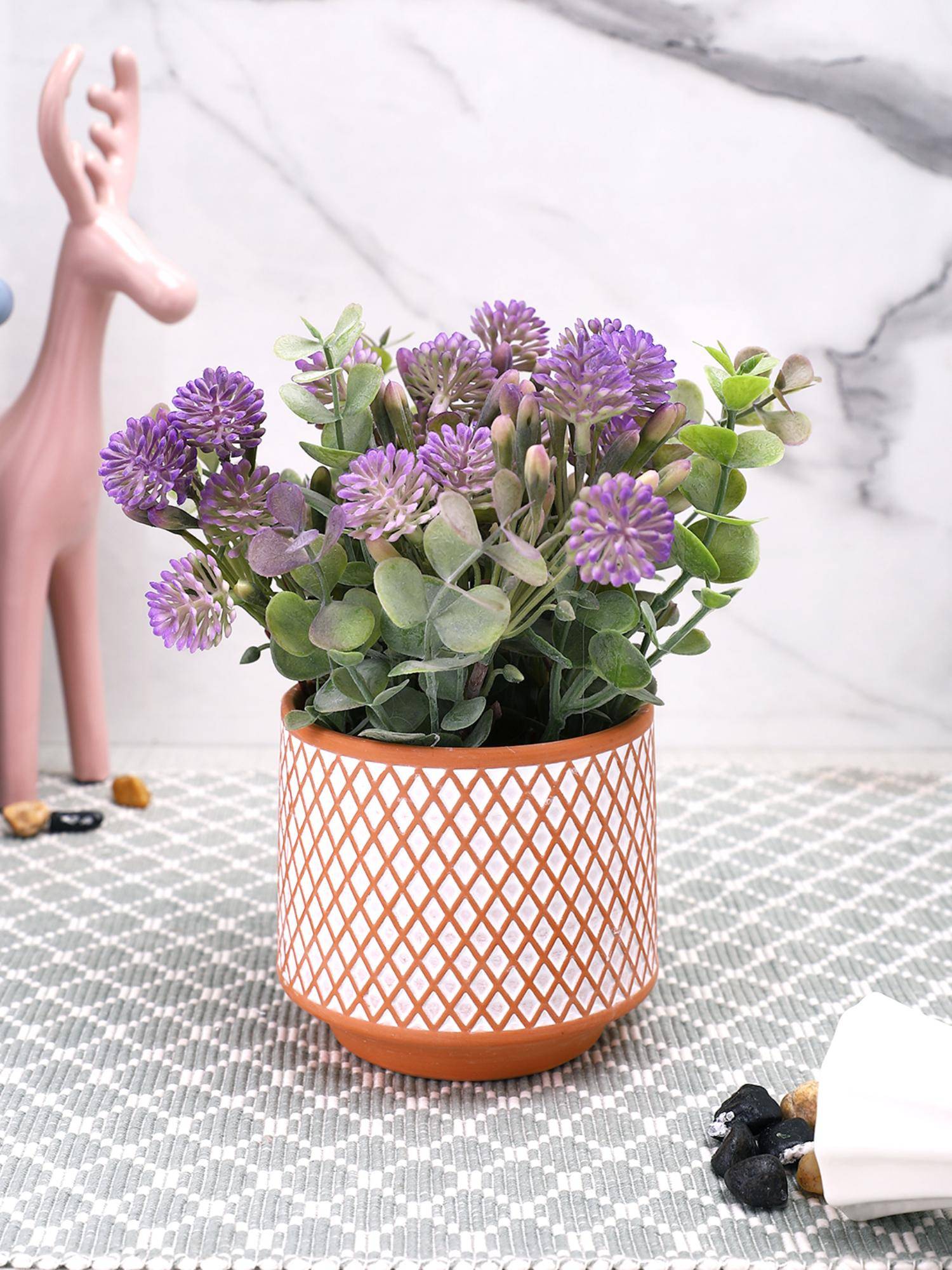 Tayhaa White Artificial Bonsai Plant with Ceramic Pot