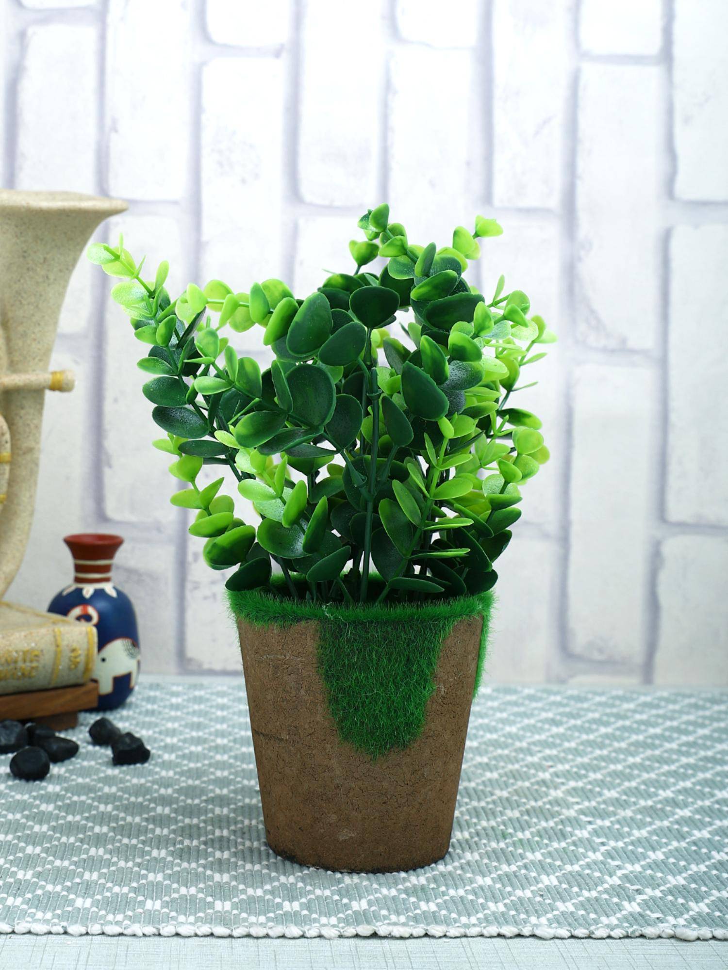 Tayhaa Brown Artificial Jade Plant with Pot