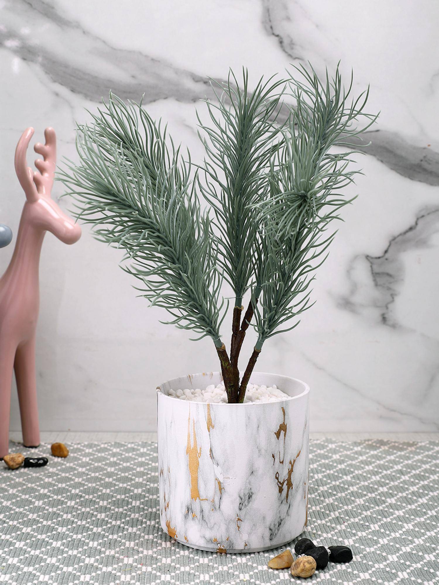 Tayhaa Attractive Faux Plant with Grey Ceramic Pot