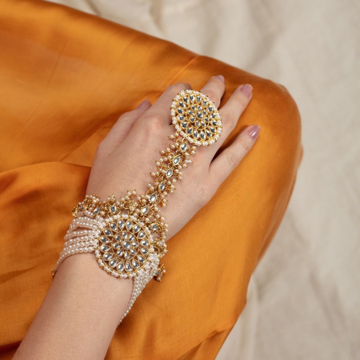 Indian Pearl Choker Hand Bracelet Bridal Wedding India  Ubuy