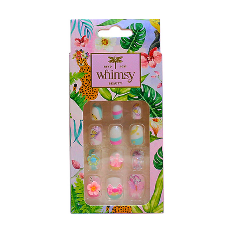 Whimsy Beauty Safe, Quick Fix, Lightweight Press On Nails For Girls (Butterfly)