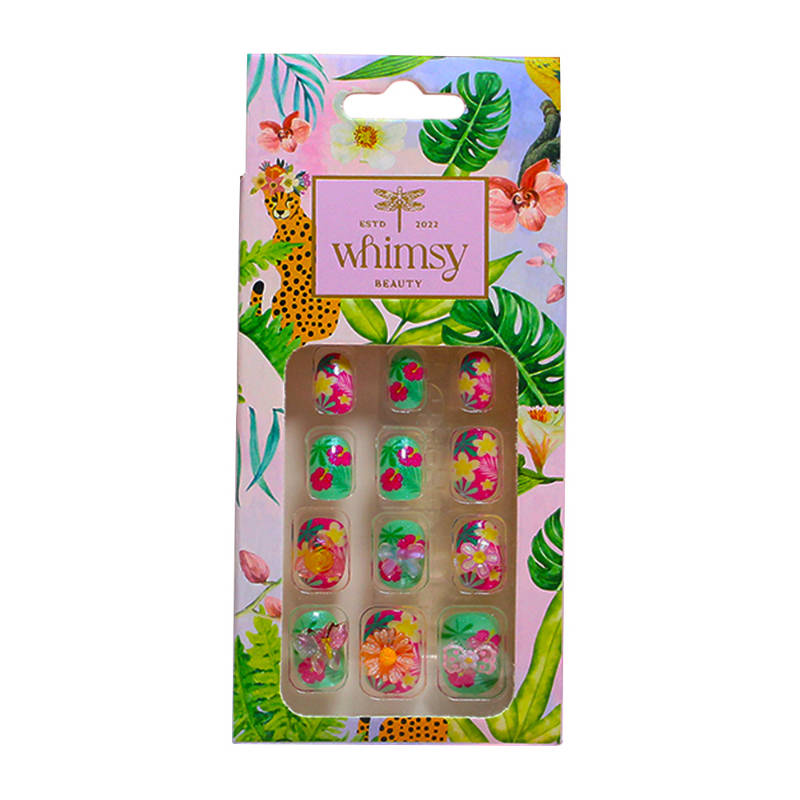 Whimsy Beauty Safe, Quick Fix, Lightweight Press On Nails For Girls (Floral)