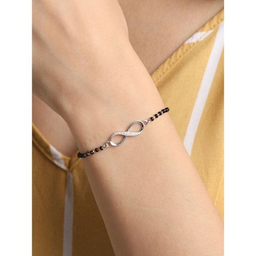 Buy CLARA 925 Silver Rhodium Plated Black Beads Infinity Hand
