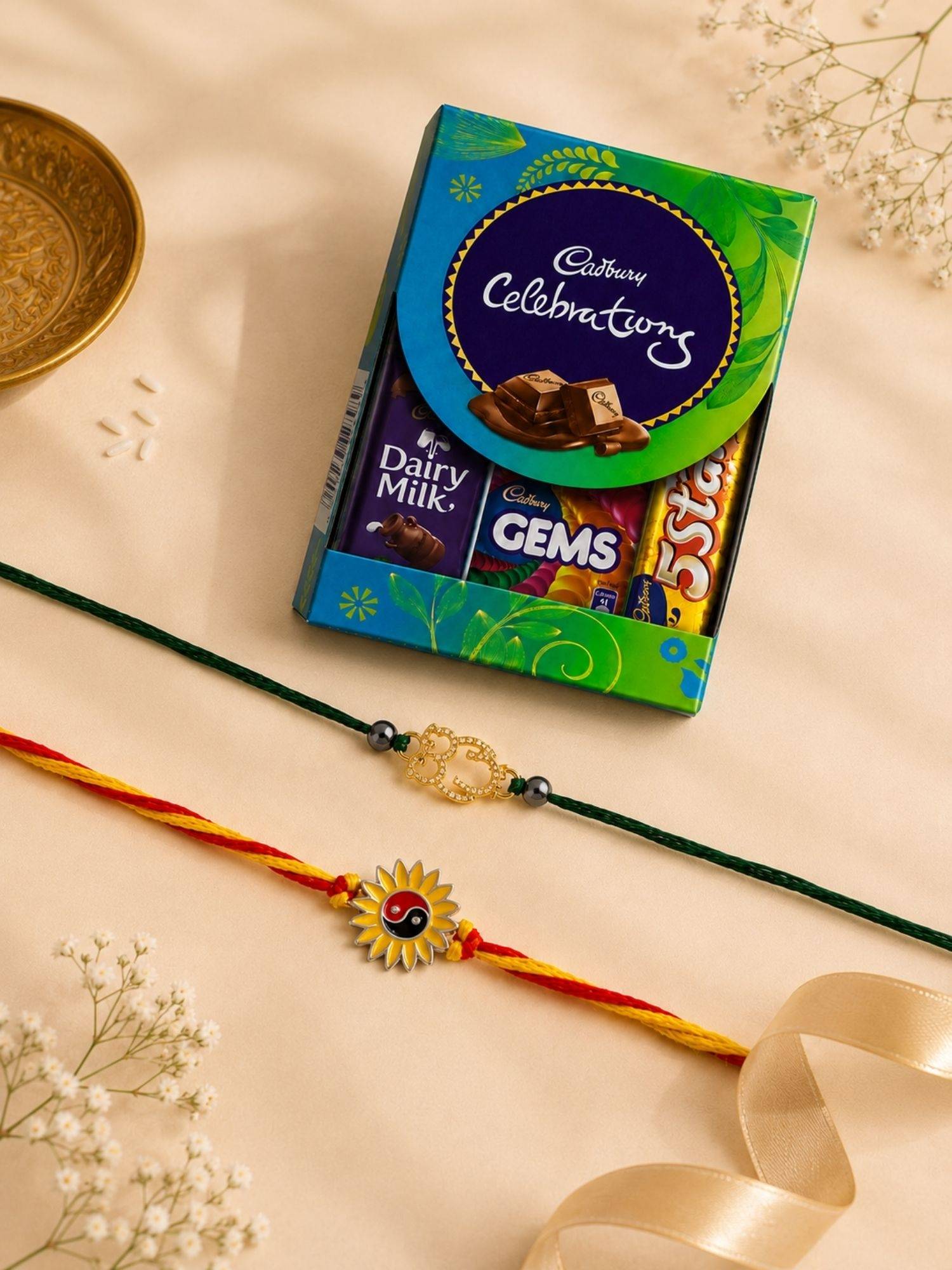 VIRAASI Multi-Color Thread Minimal Rakhi Set