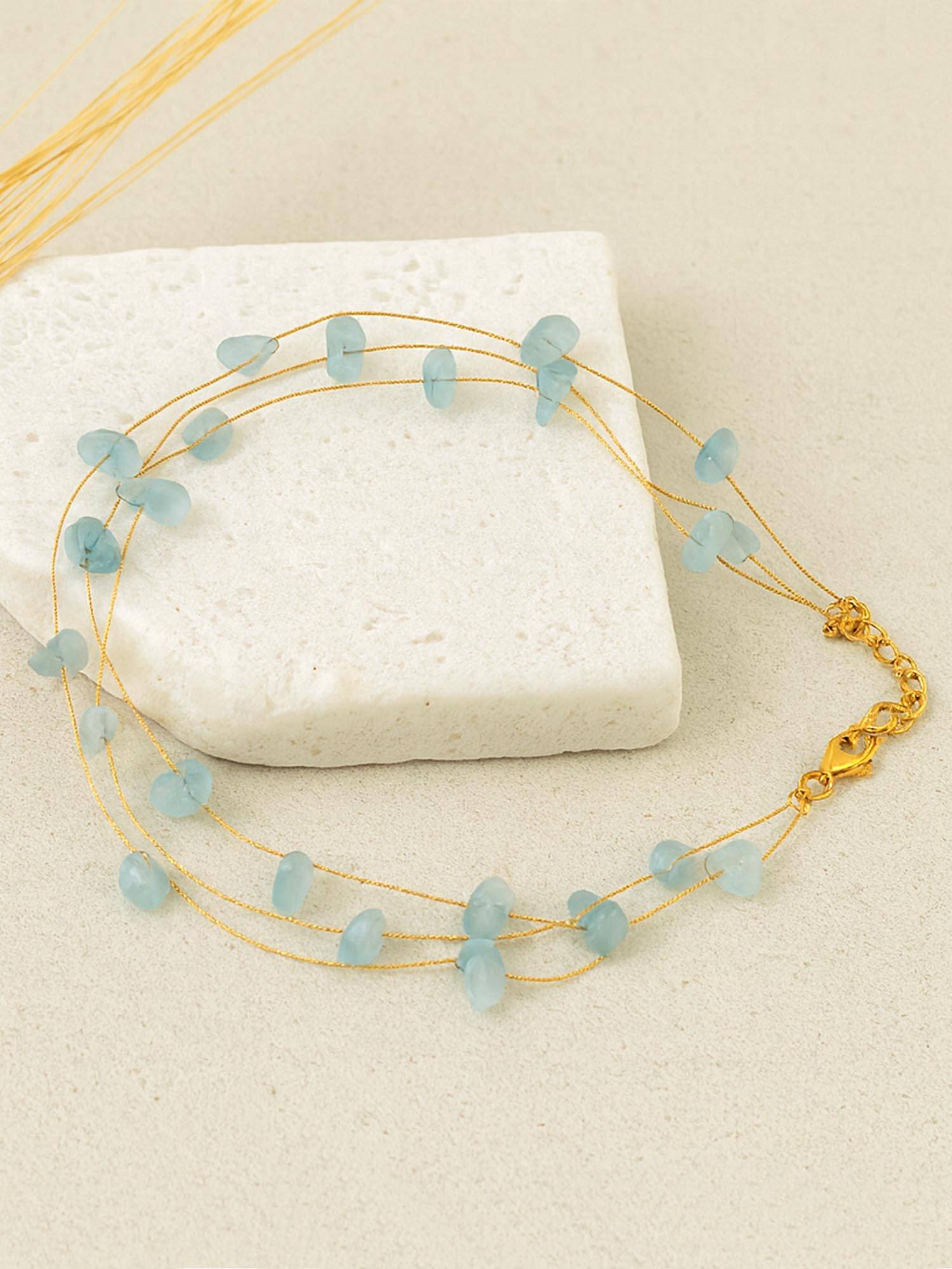 Karatcart Women Dazzling Blue Stone Multistrand Chain Necklace