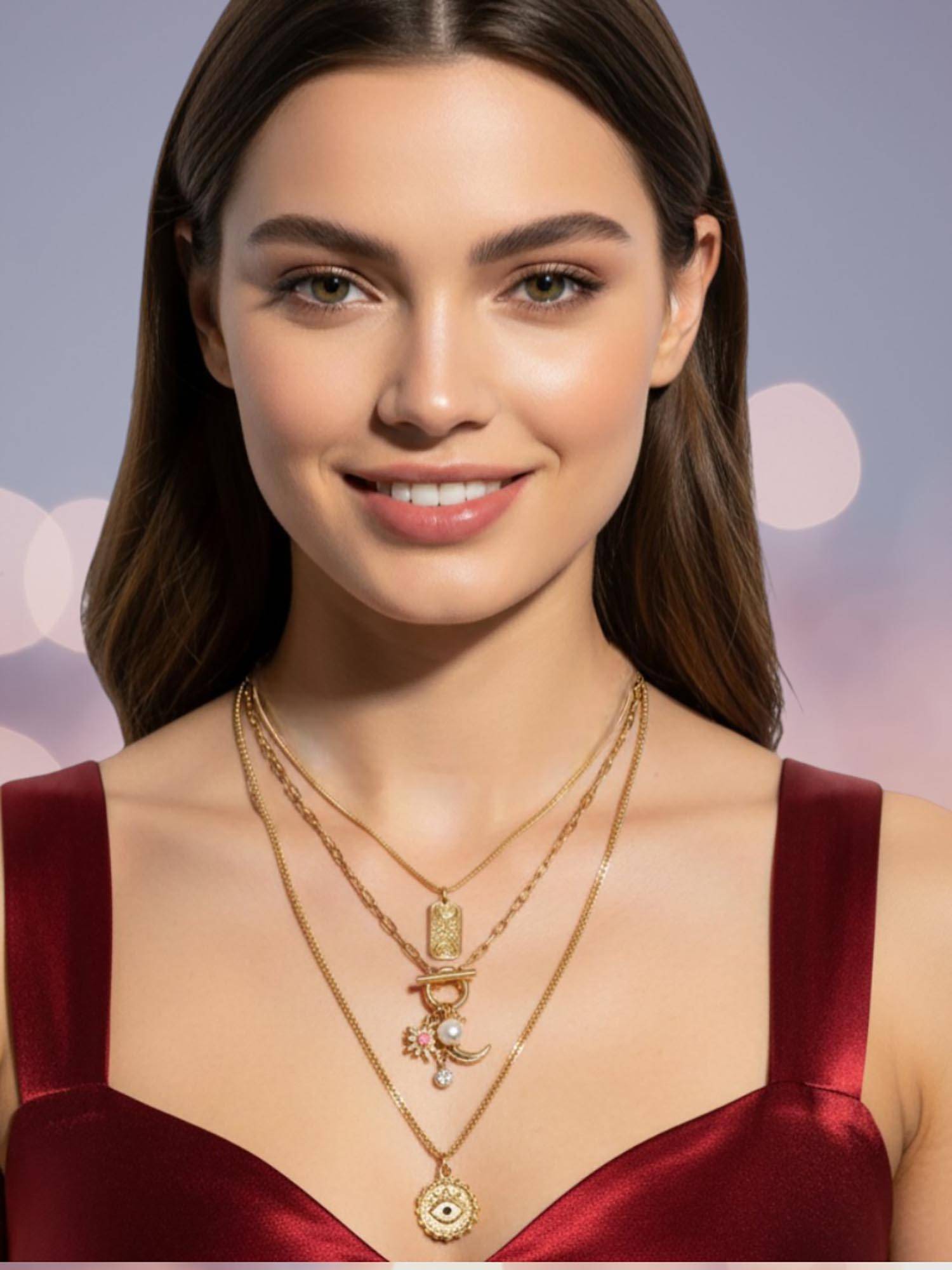 OOMPH Women Multi Layer-Strand Fashion Necklace