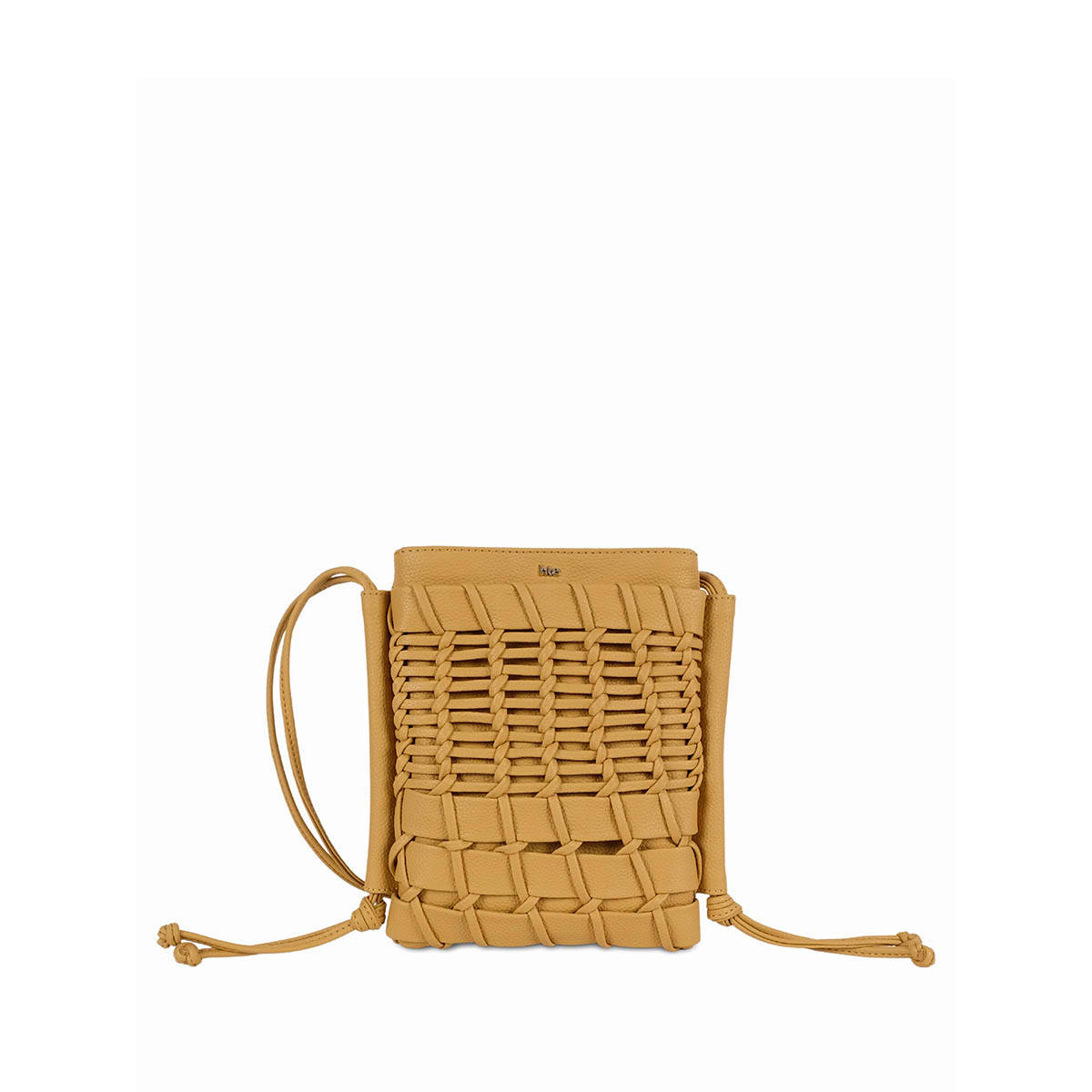 HIE Yellow Solid Synthetic Leather Slingbag