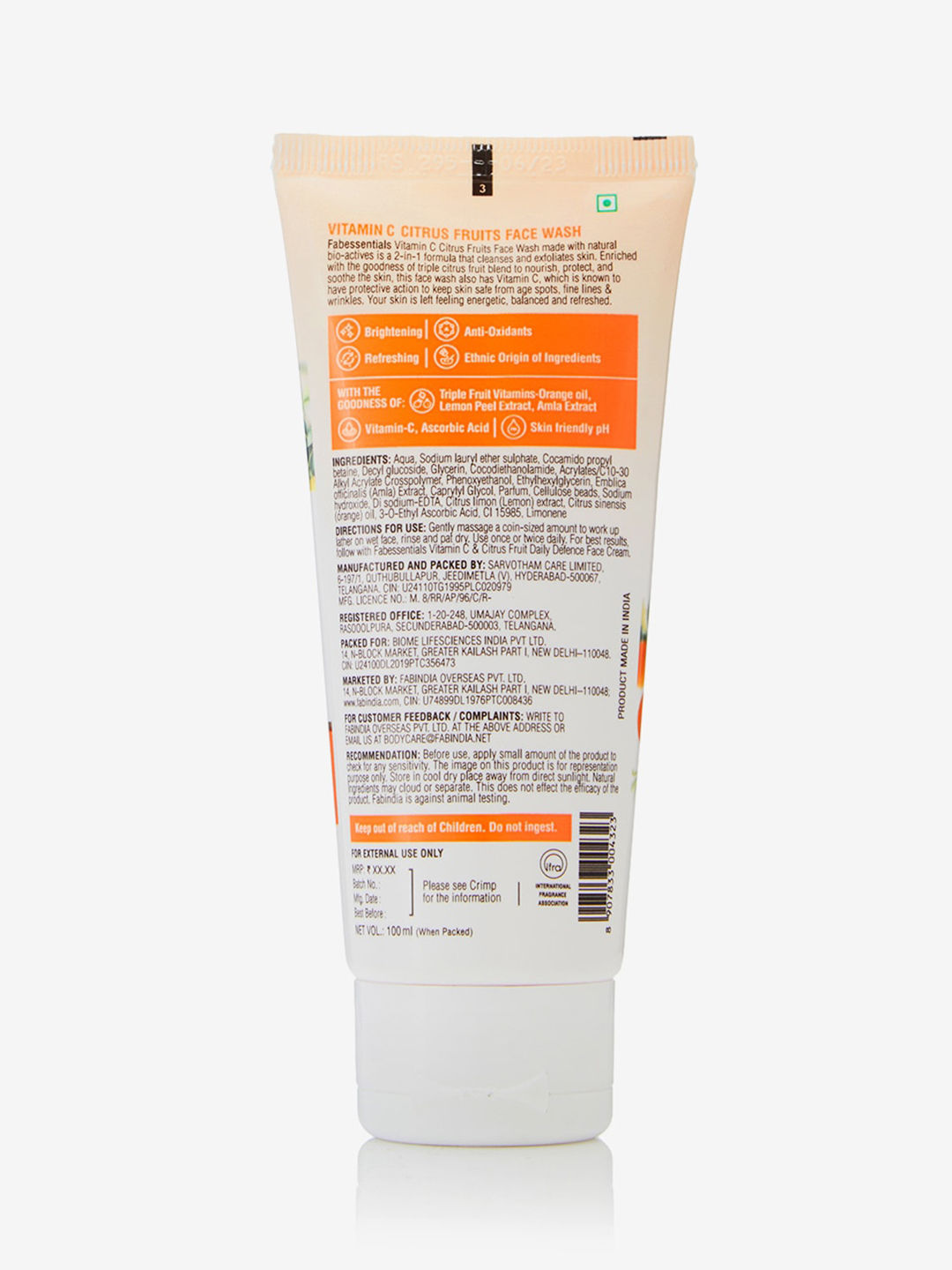Fabessentials Vitamin C Citrus Fruits Face Wash Buy Fabessentials