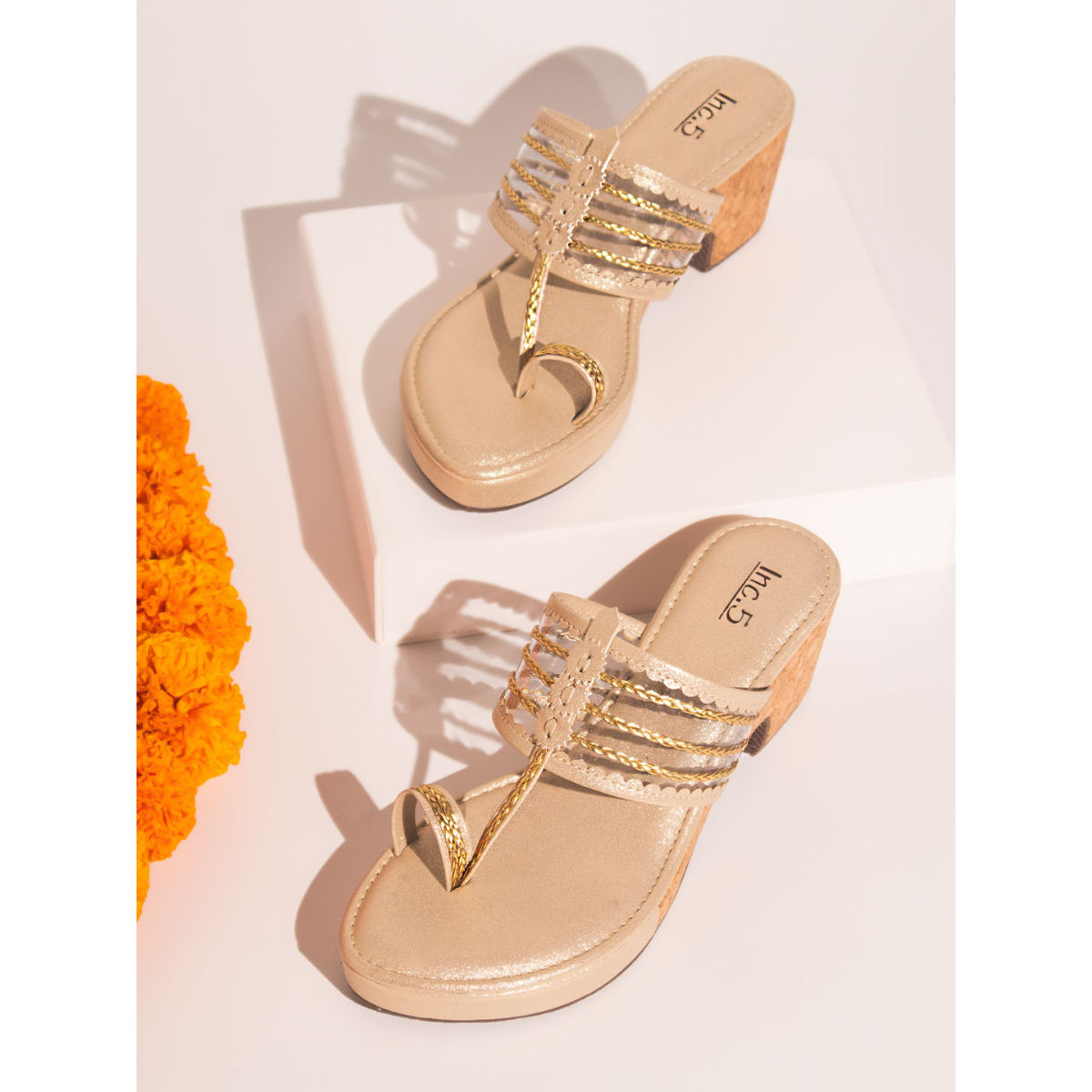 Buy Gold Heeled Sandals for Women by Inc.5 Online | Ajio.com