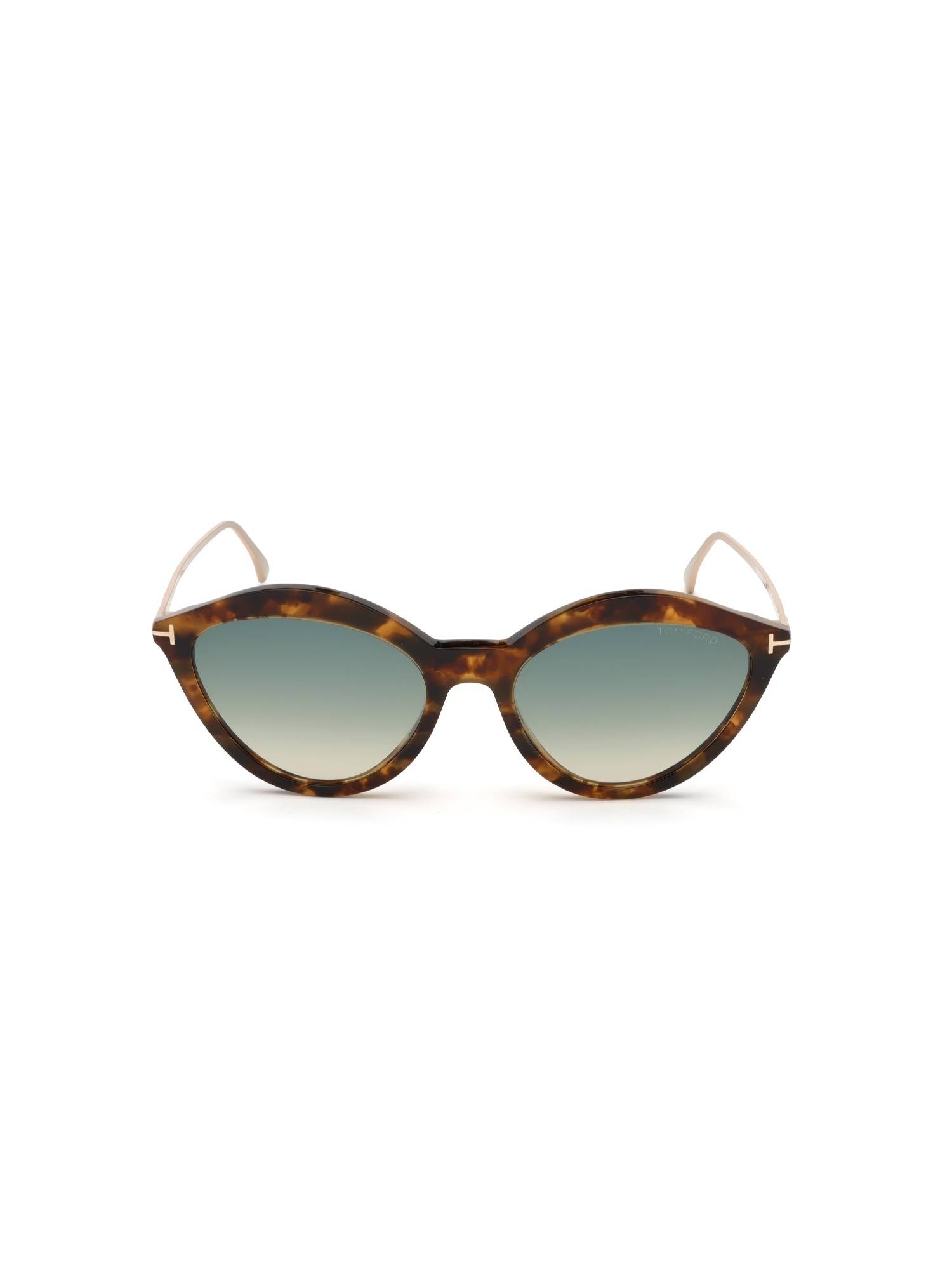 Tom Ford FT0663 57 55P Green Printed Acetate Cat Eye Sunglasses (57)