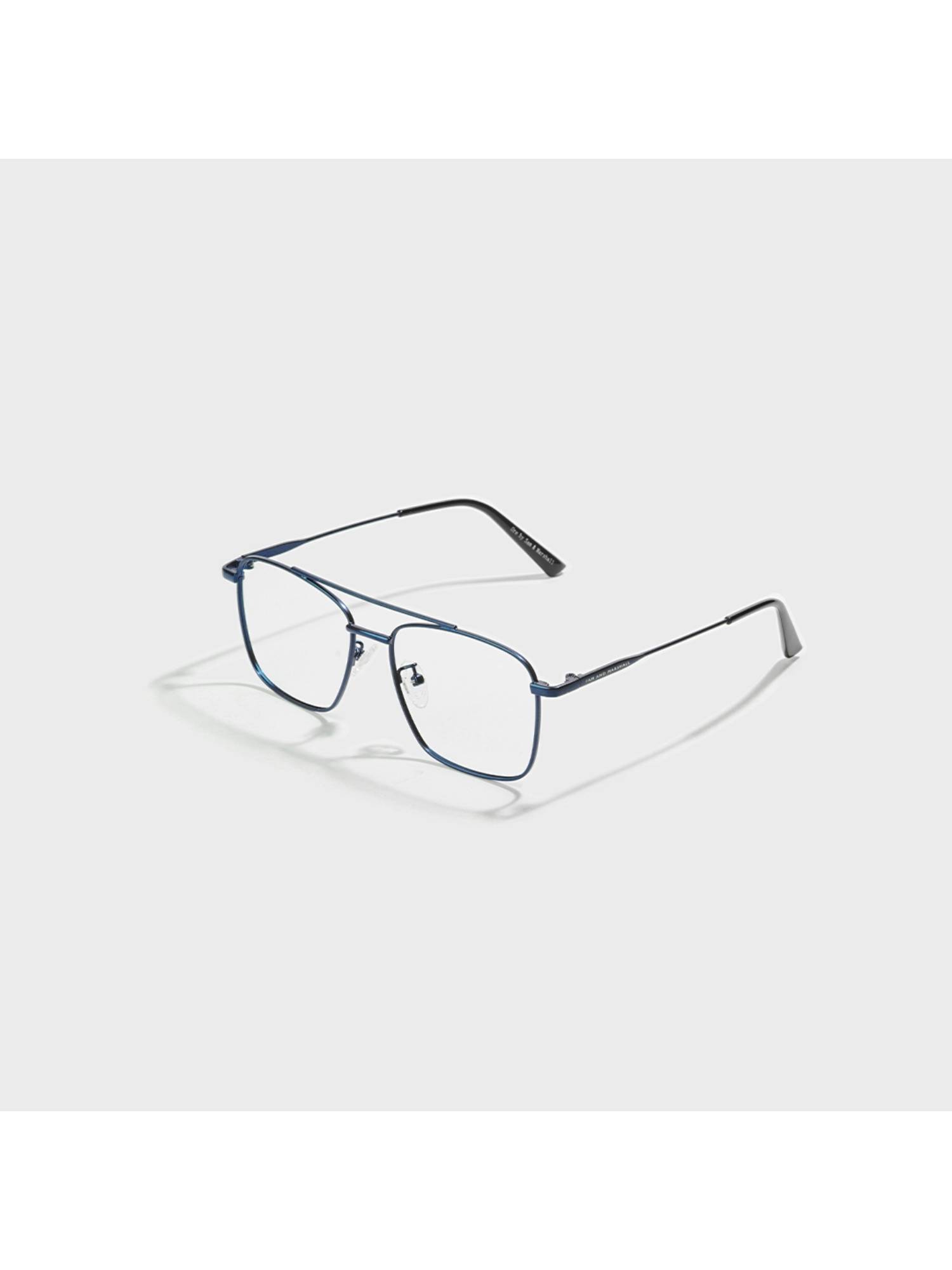 SAM AND MARSHALL ORE_BLUE_10489 Blue Solid Metal Square Computer Glasses