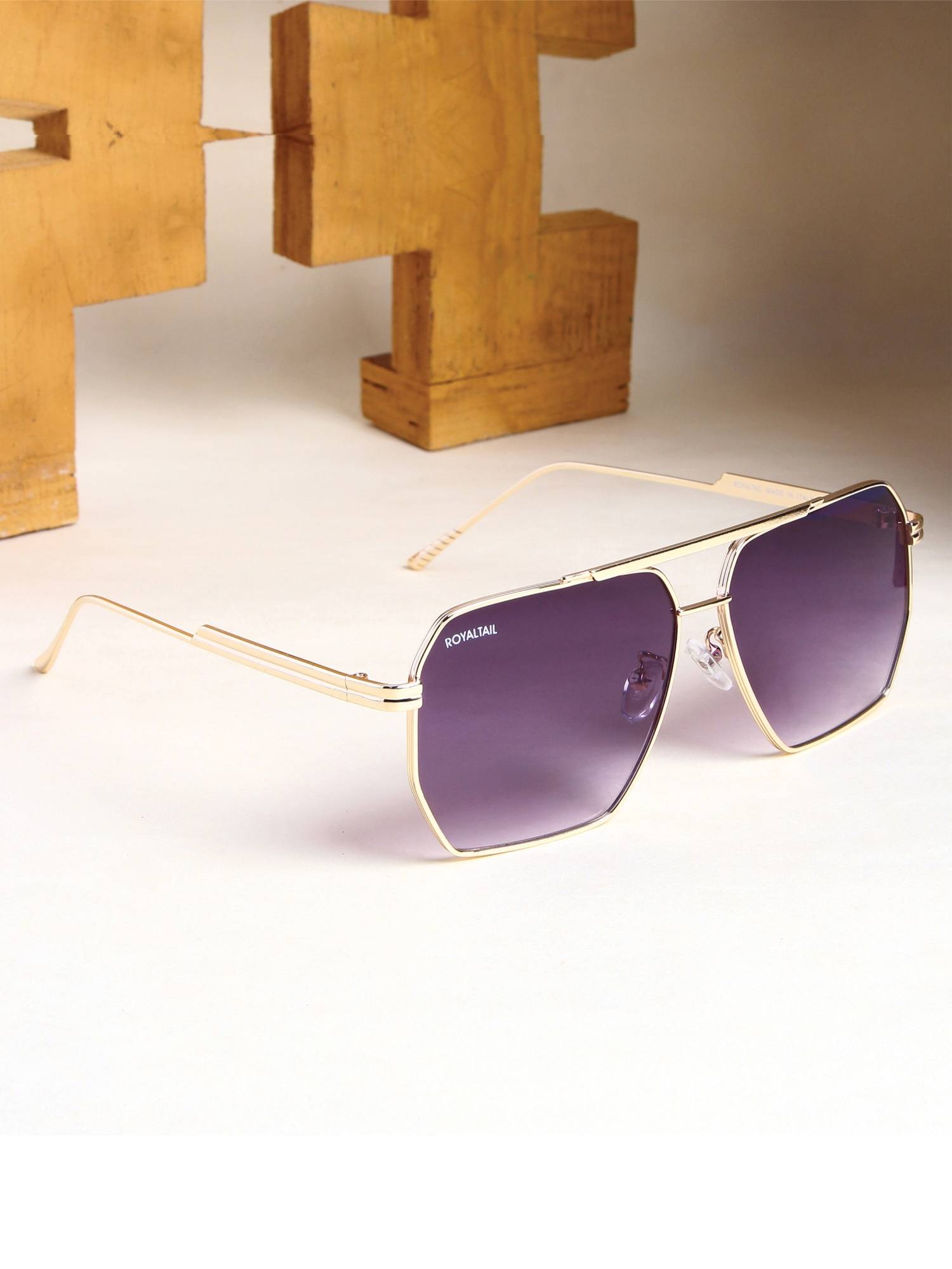 ROYALTAIL RT-SUNG-058 Purple Solid Metal Pilot Sunglasses (60)