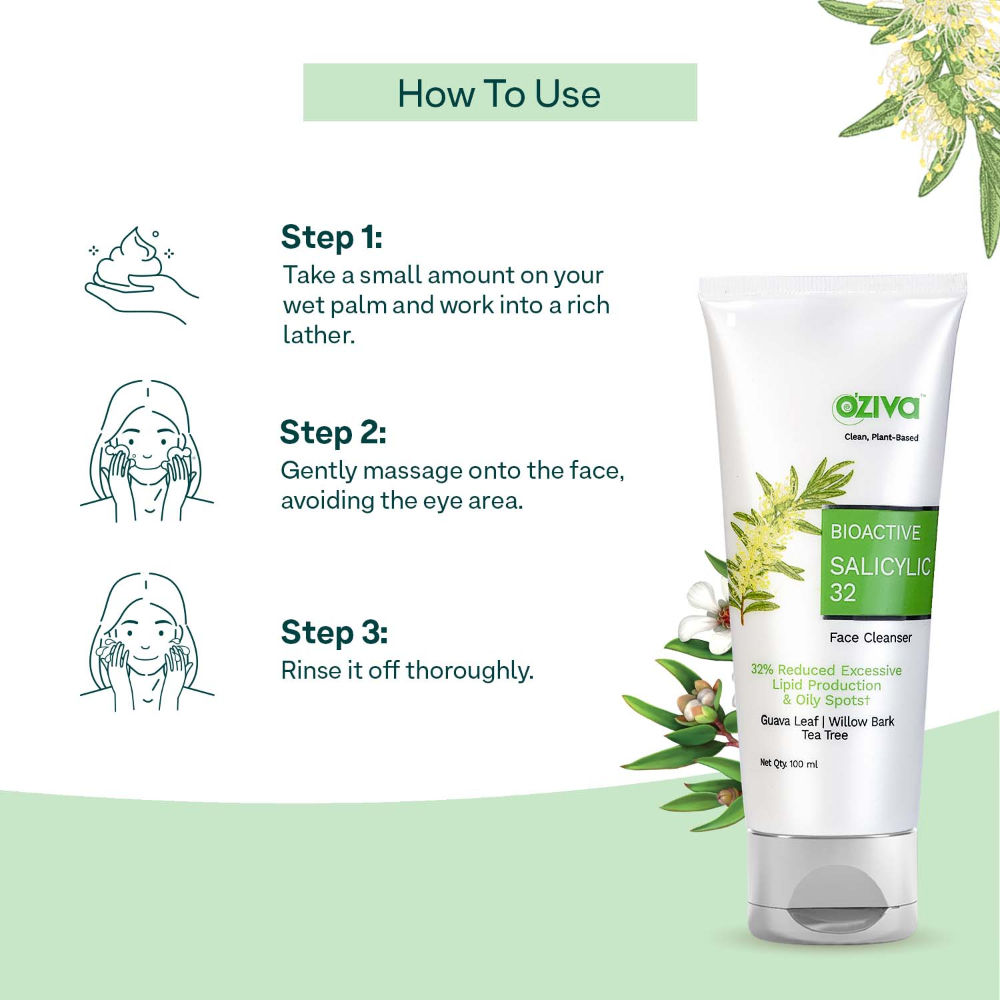 Buy Oziva Bioactive Salicylic 32 Face Cleanser For Acne And Breakout 