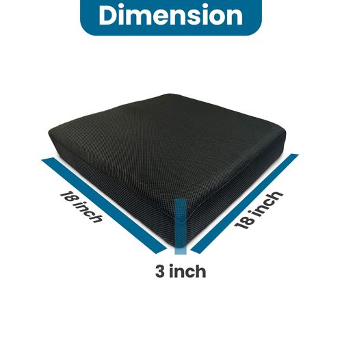 SLEEPSIA Memory Foam Square Seat Cushion, Back Pain Relief (Black)