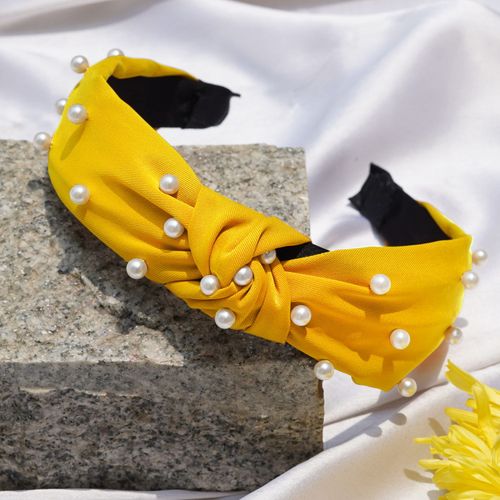 Buy Joker Witch Yellow Pearl Beaded Knot Headband For Women Online