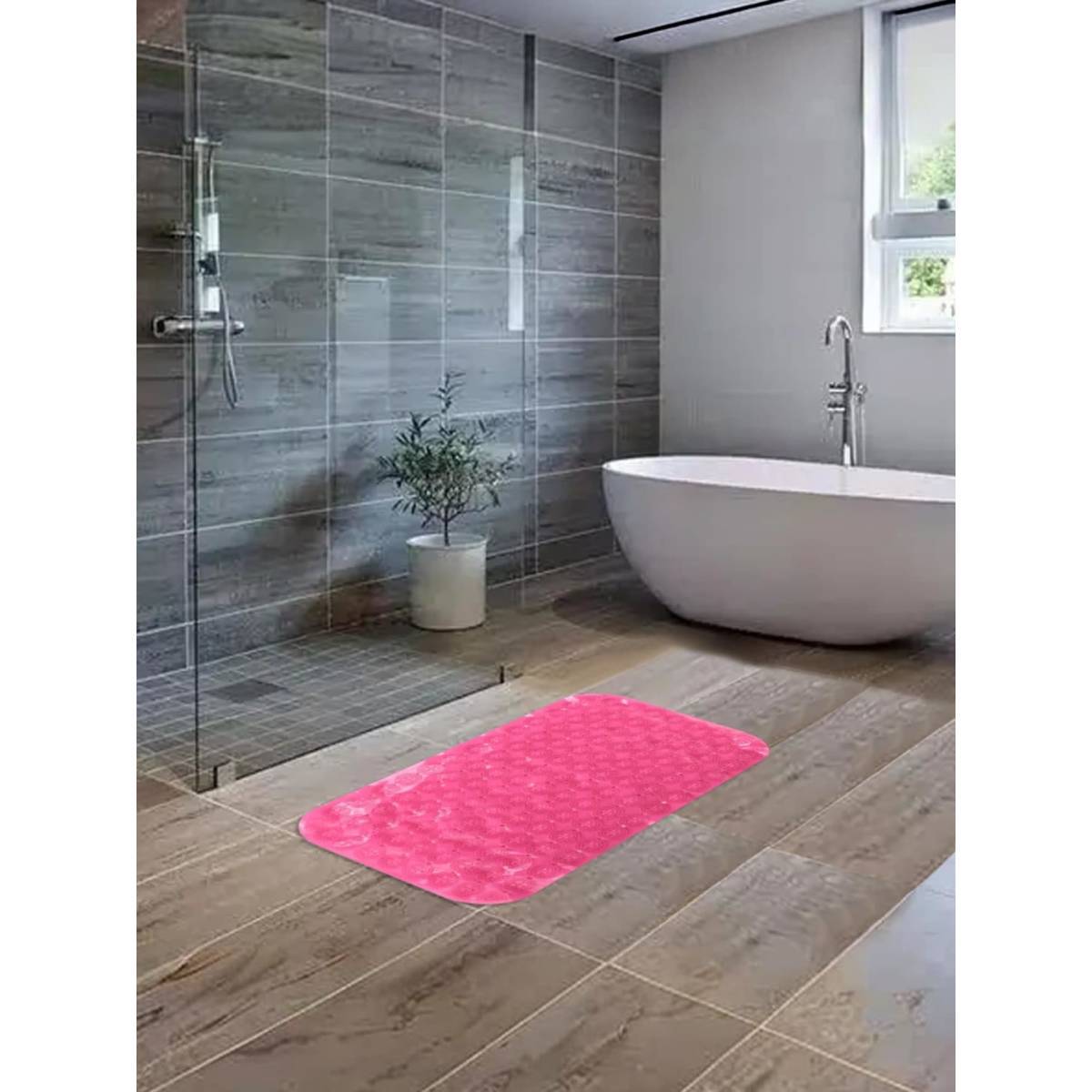 UMAI Rose Red PVC Bathroom Non Slip Mat