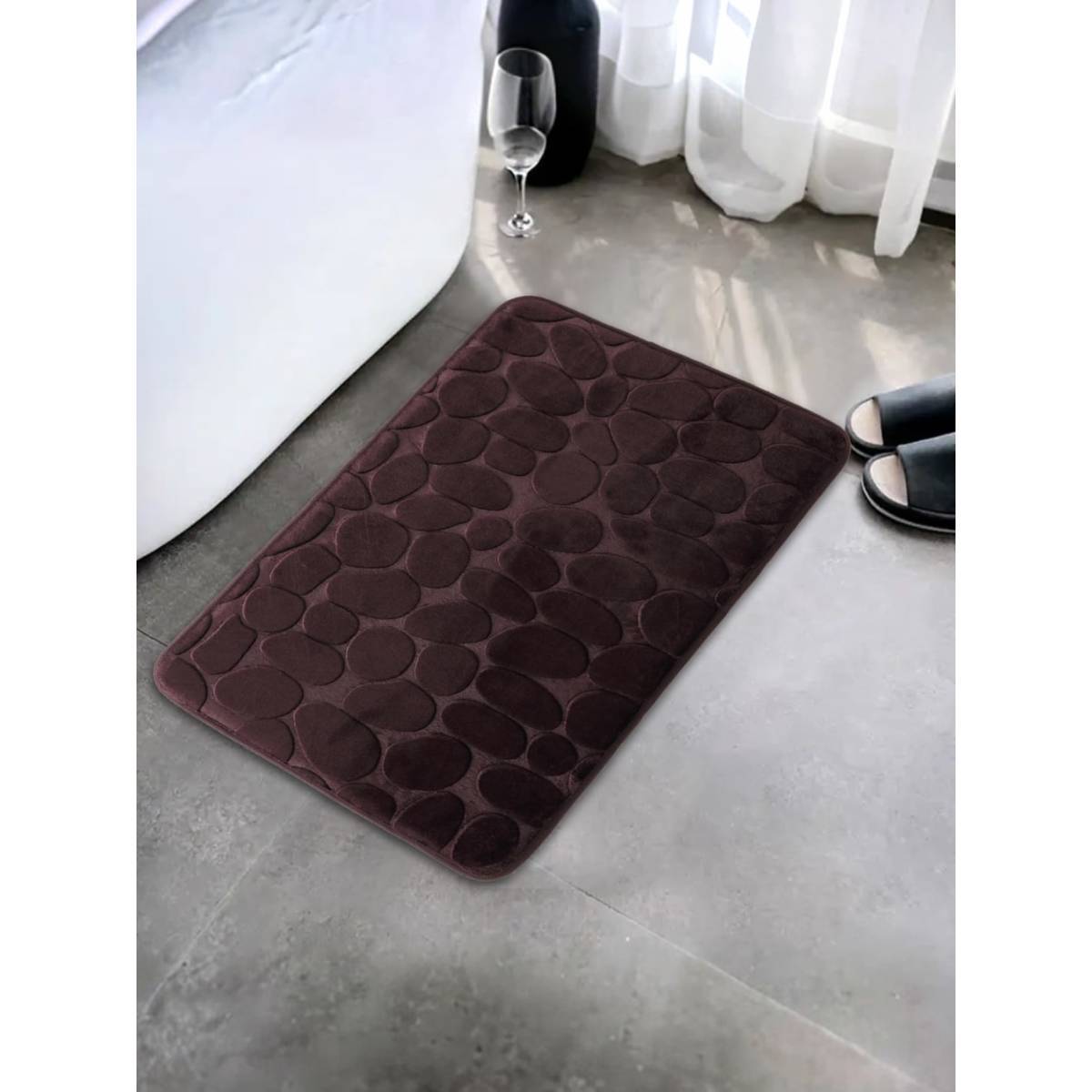 UMAI Brown Coral fleece fabric Bathroom Mat