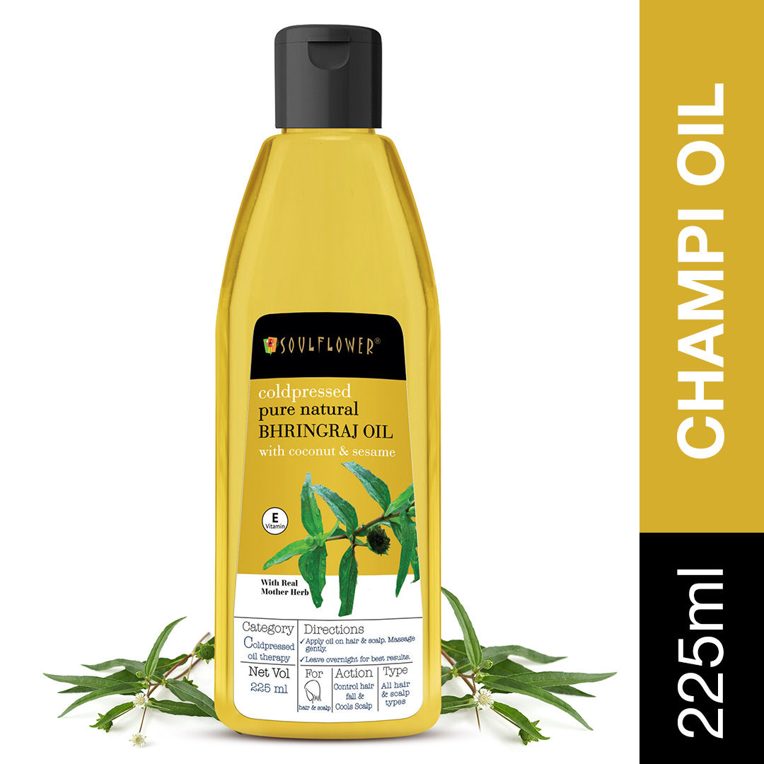 Soulflower Organic Bhringraj Champi Hair Oil For Hair Growth, Hair Fall, Scalp Nourishment