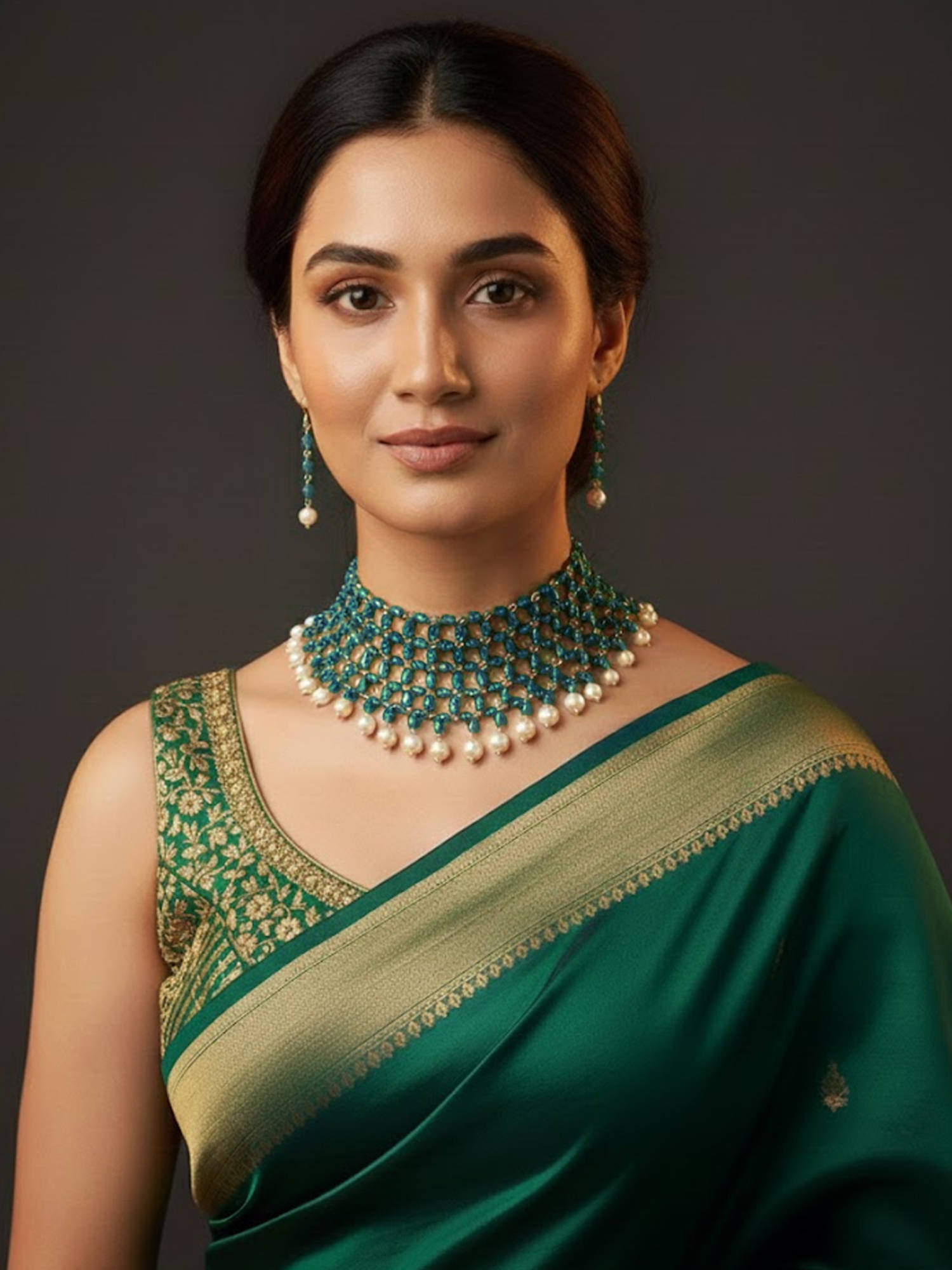 Treemoda Blue Brass Stones Jewellery Set