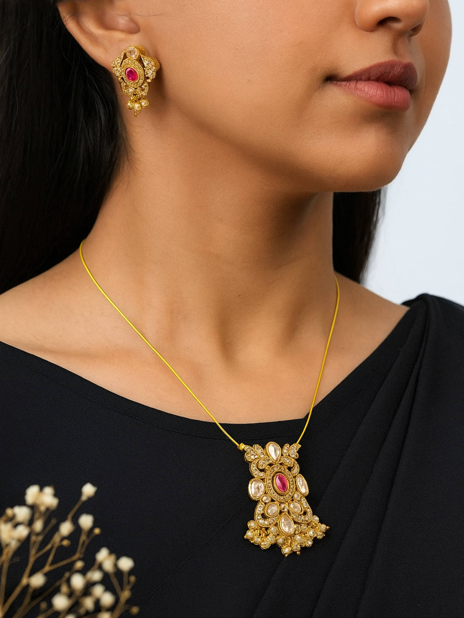 Treemoda Purple Brass Stones Jewellery Set