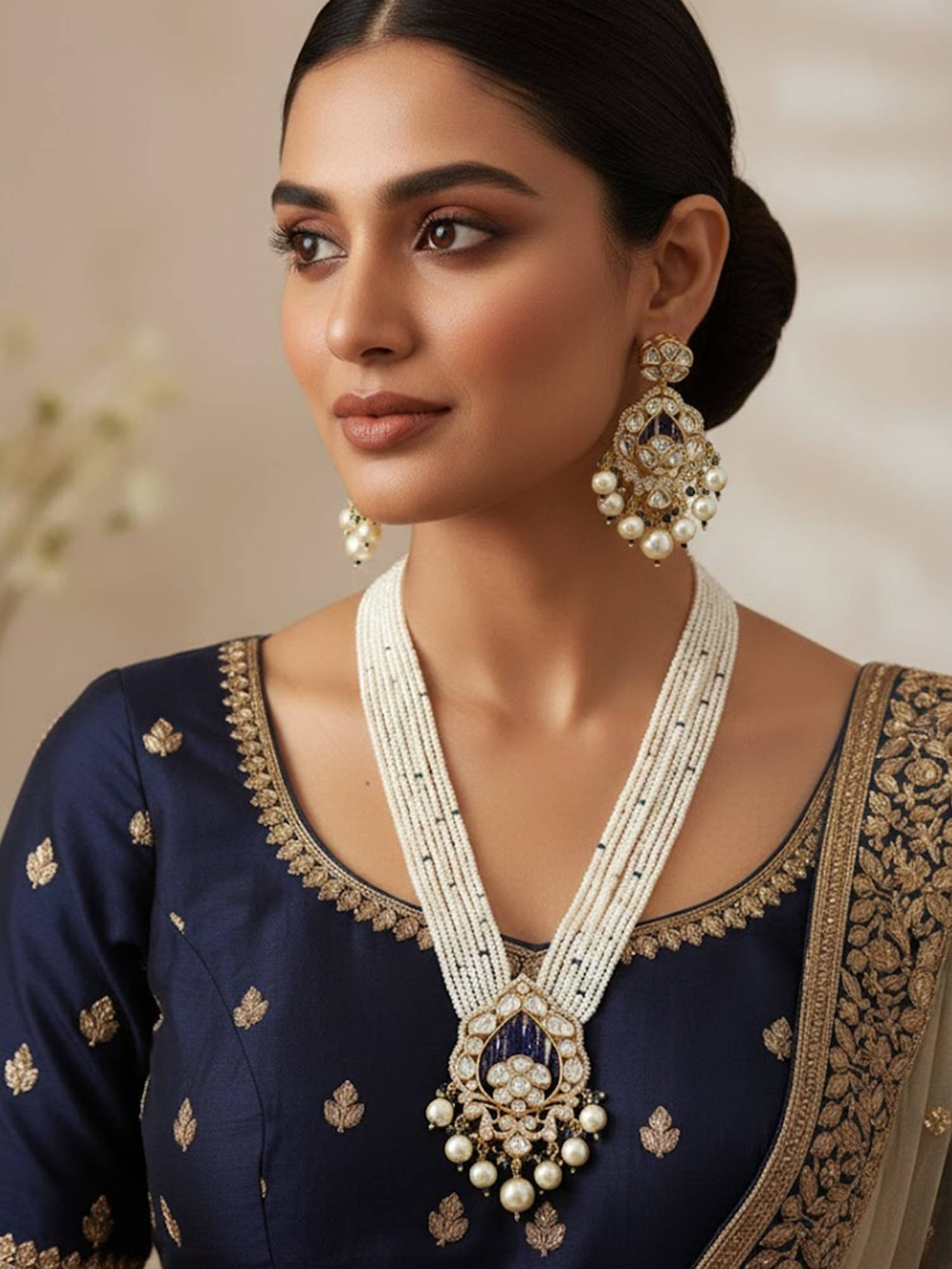 Treemoda White Brass Stones Jewellery Set