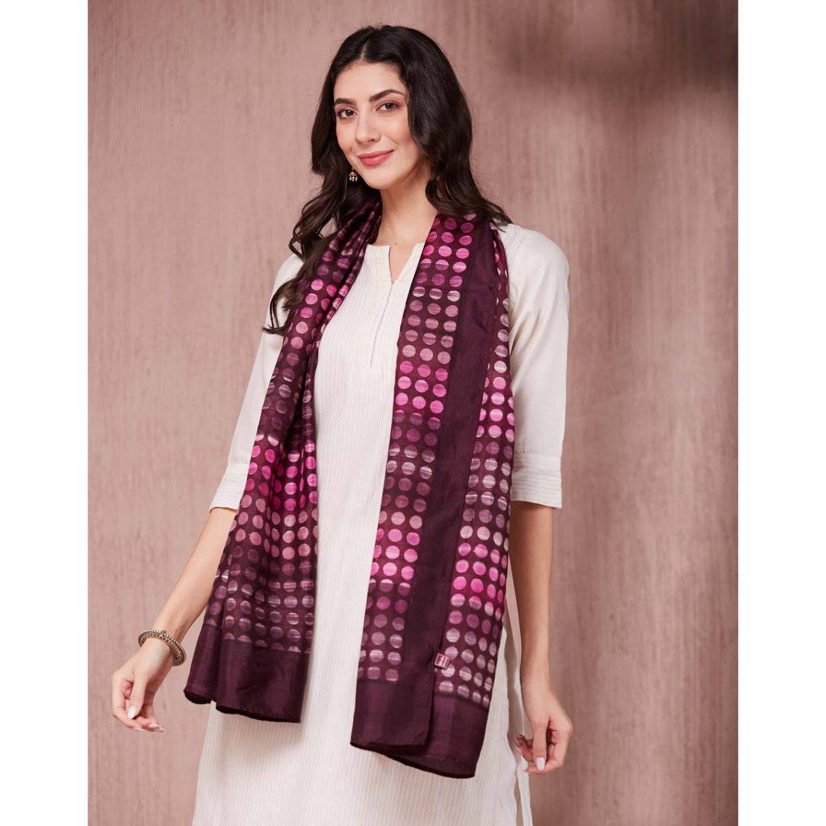 Fabindia Wine Silk Stole