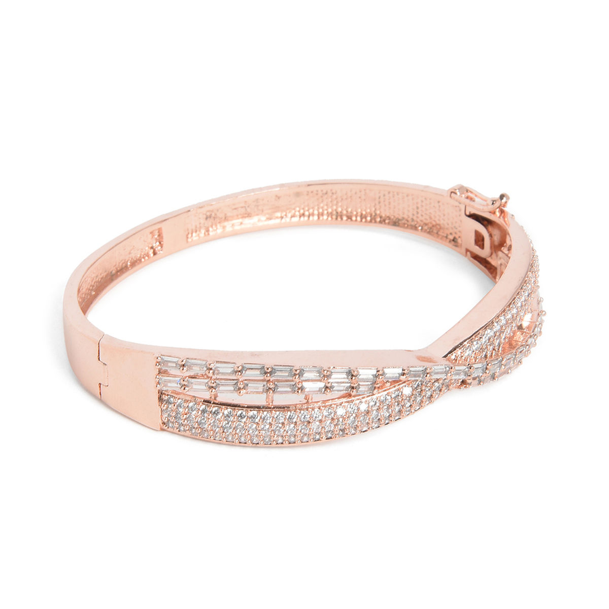 SOHI Women White Brass American Diamond Rose Gold Plated Bangle Style Bracelet Buy SOHI Women