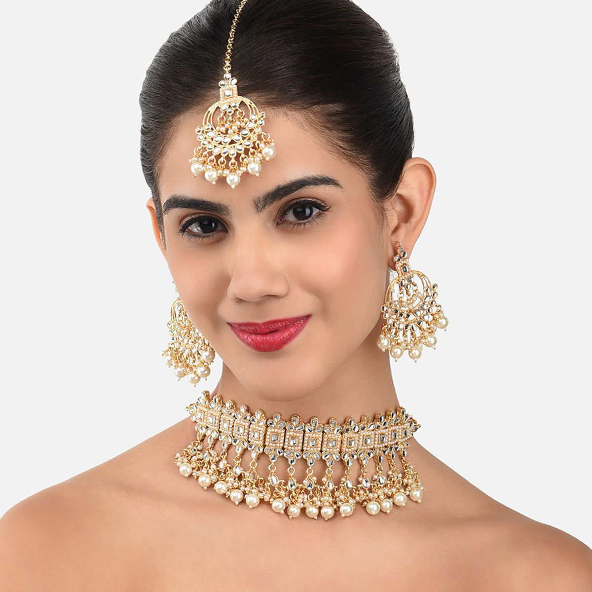 Buy Bridal Jewelry Set, Victorian Pearl Choker Necklace Earrings, Indian Bridal  Jewelry Set, Kundan Jewelry, Ivory Pearl Choker Statement Set Online in  India - Etsy