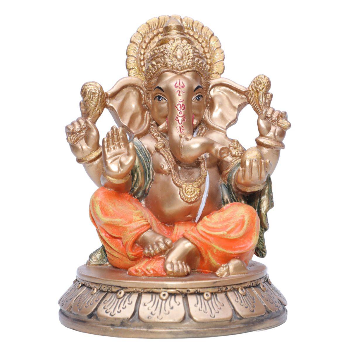 Ashnam Ladoo Round Base Ganesha Orange