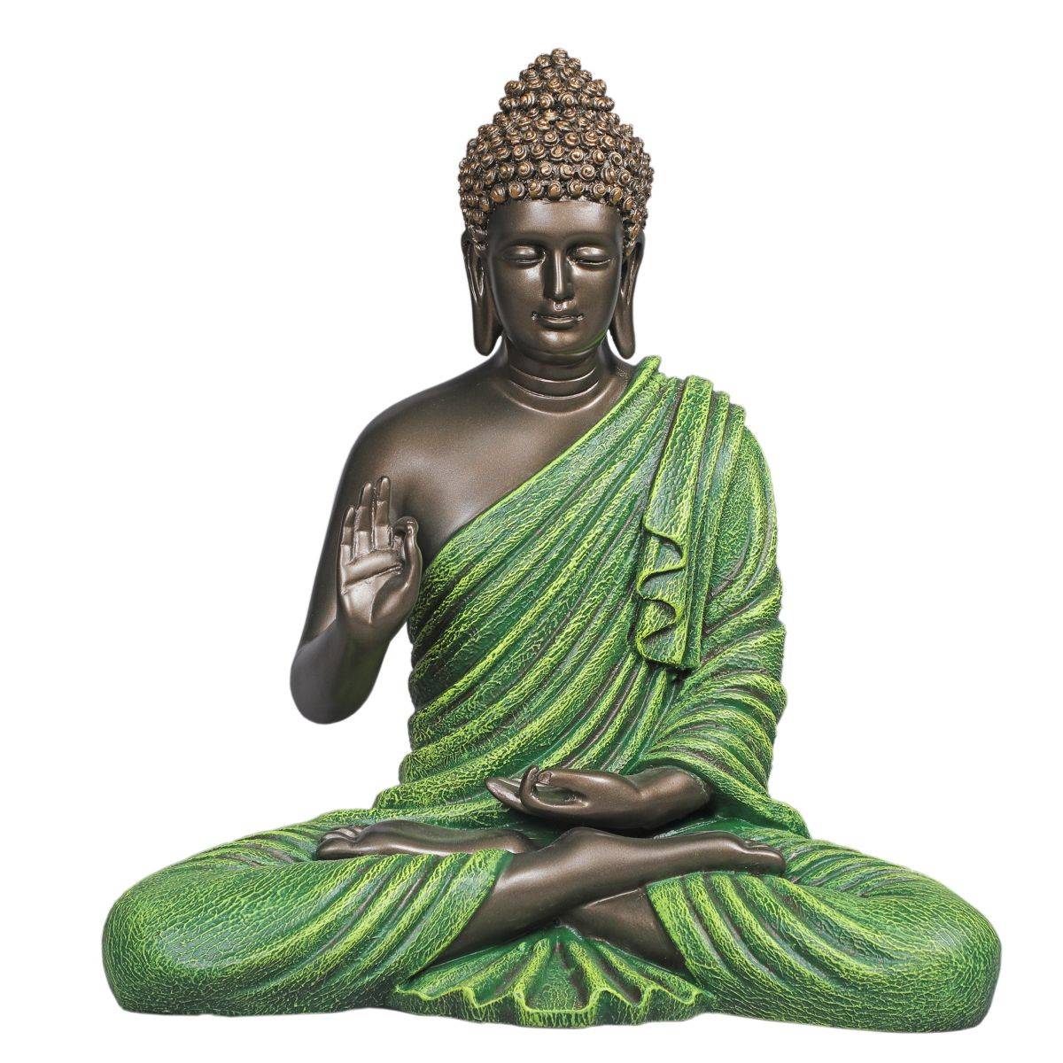 Ashnam Blessing Buddha Decorative Showpiece Green