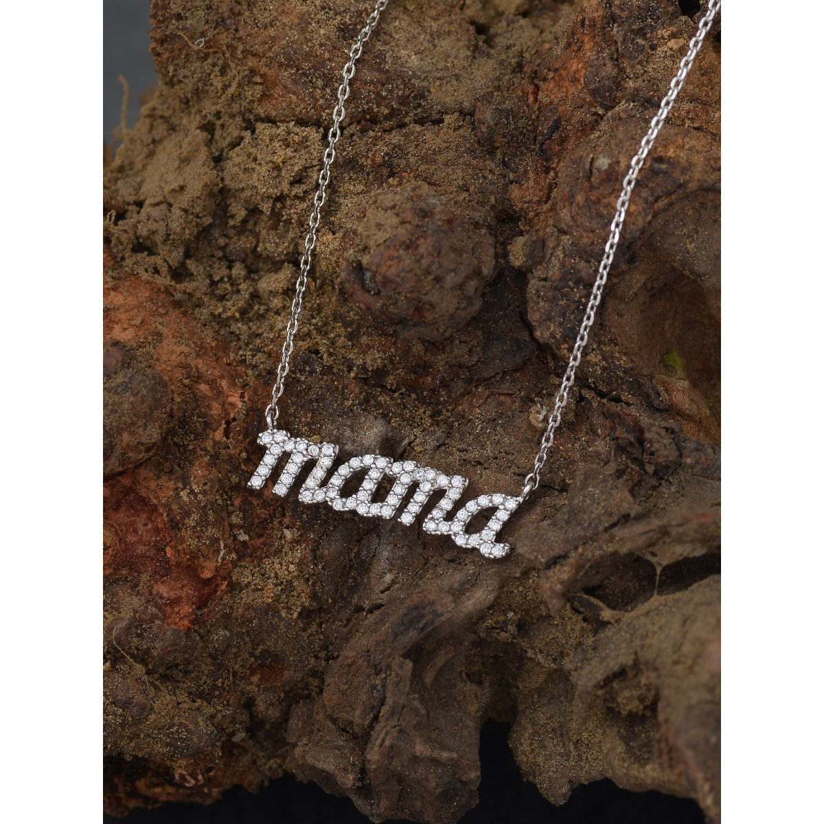 1/8 CT. T.W. Diamond Mama Pendant Necklace in Sterling Silver - 18