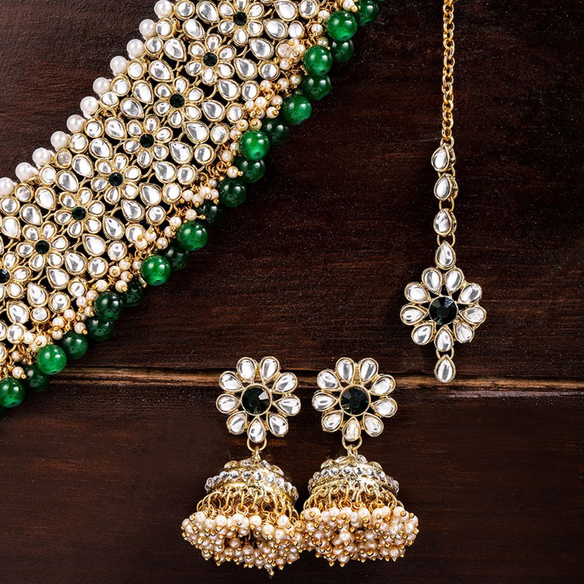 green beads jewellery