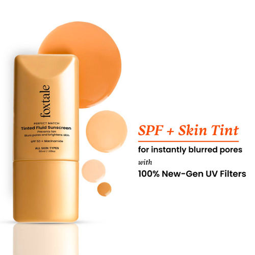 Foxtale Tinted Sunscreen SPF50 PA++++ Coco, Blurs Pores, Non-Oily Glow