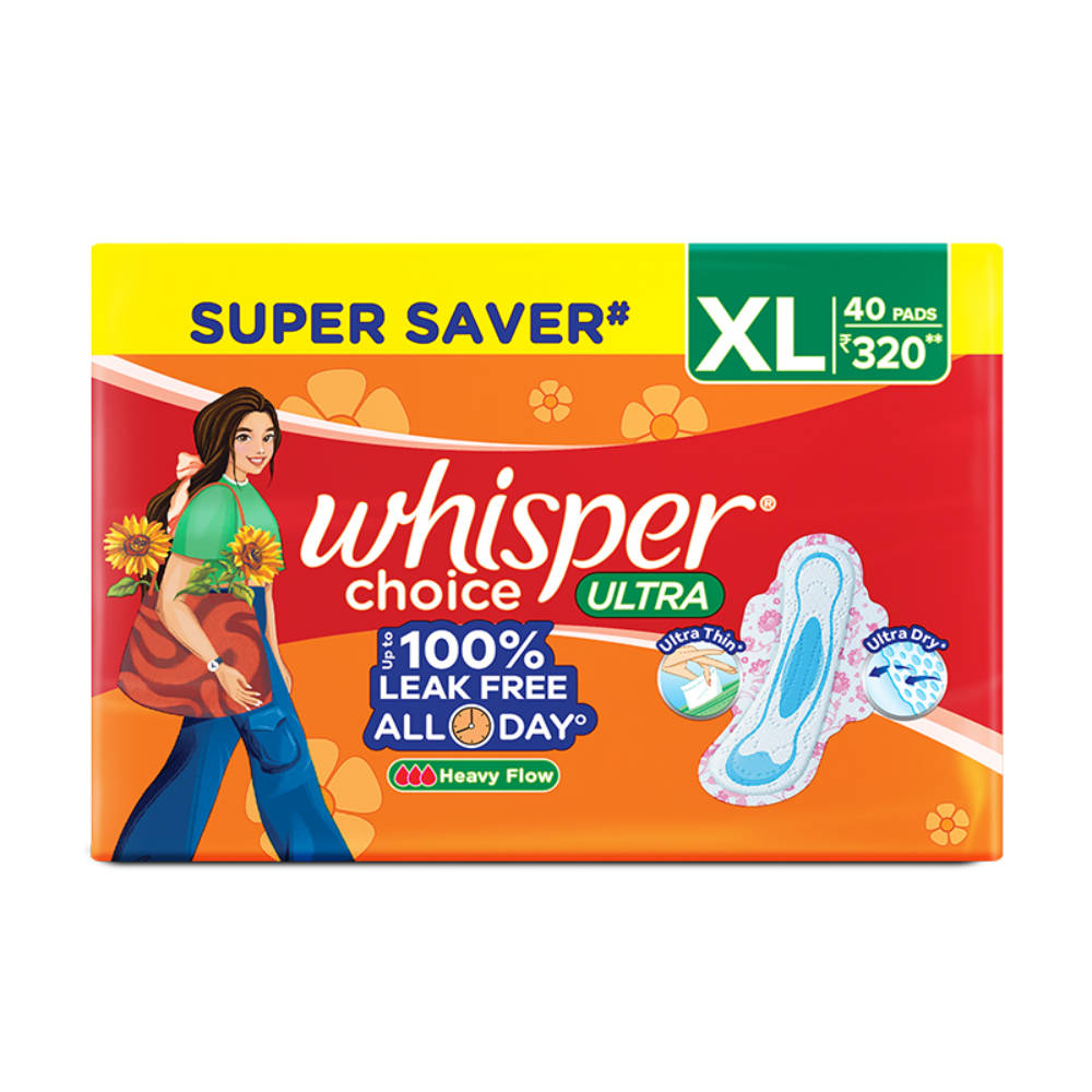 Whisper Choice Sanitary XL Pads With Wings For Women