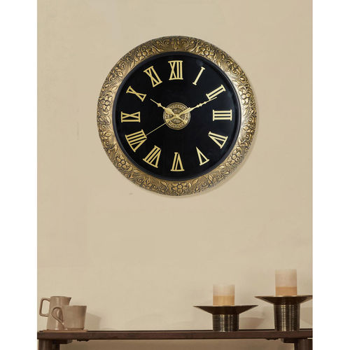 Buy Fabindia Brass Avadhi Stained Wood Wall Clock Online